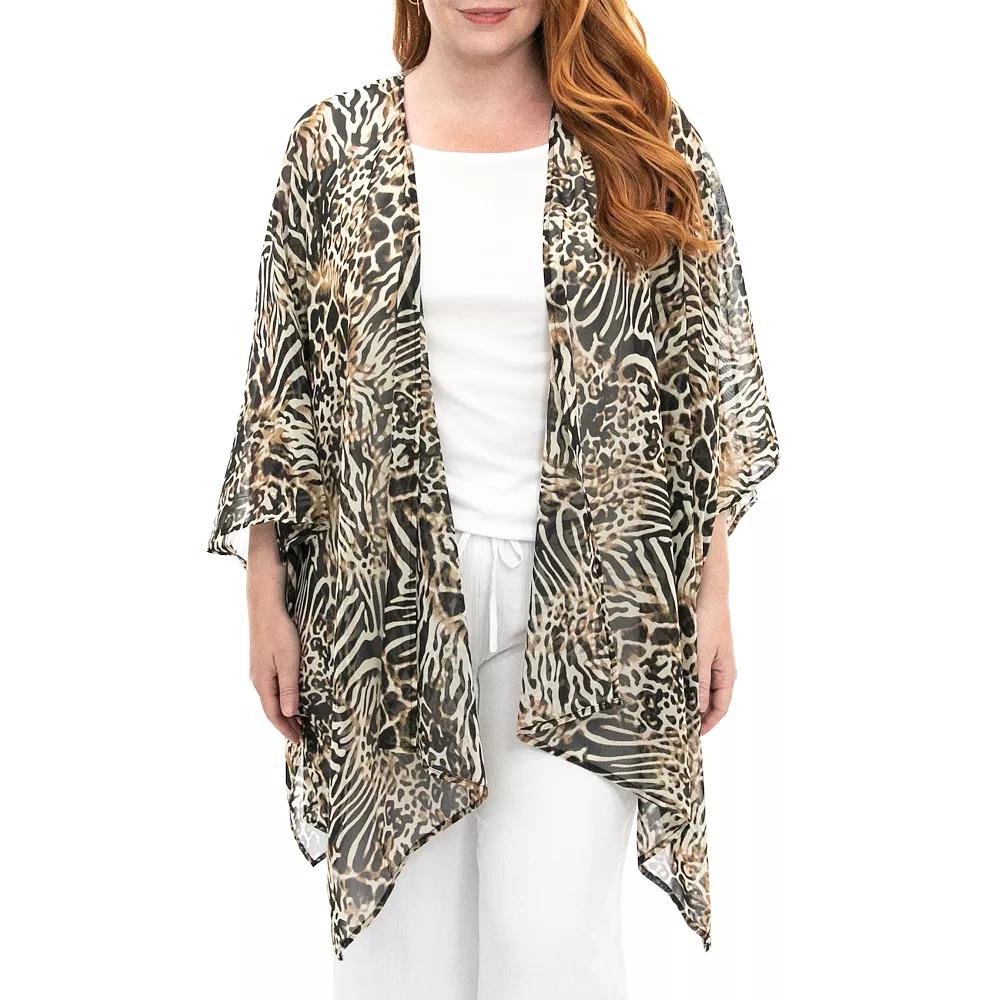 Women's Nina Leonard Floral Open-Front Kimono, Neutral Team Product Image