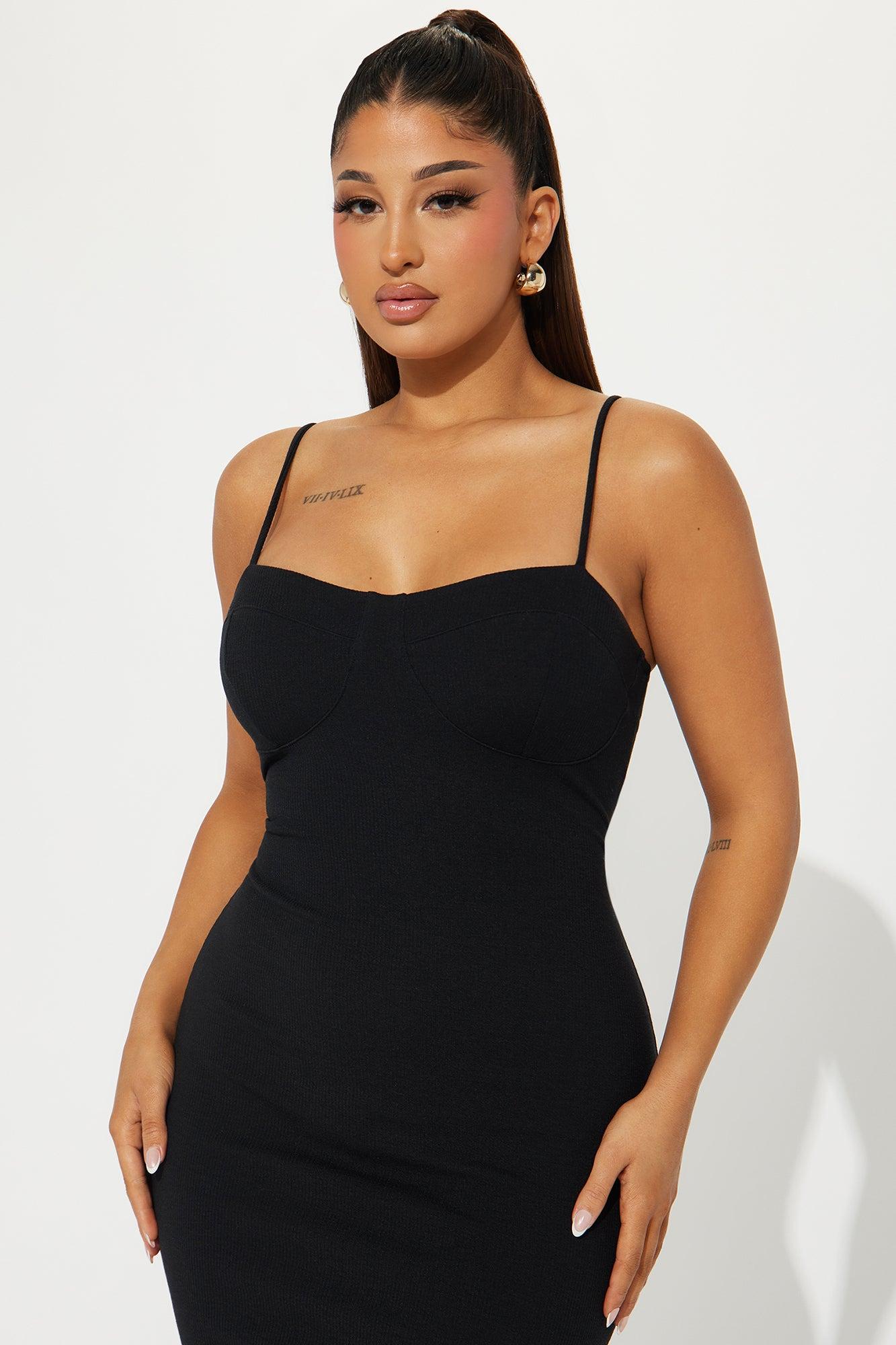 Beatrice Ribbed Mini Dress - Black Product Image