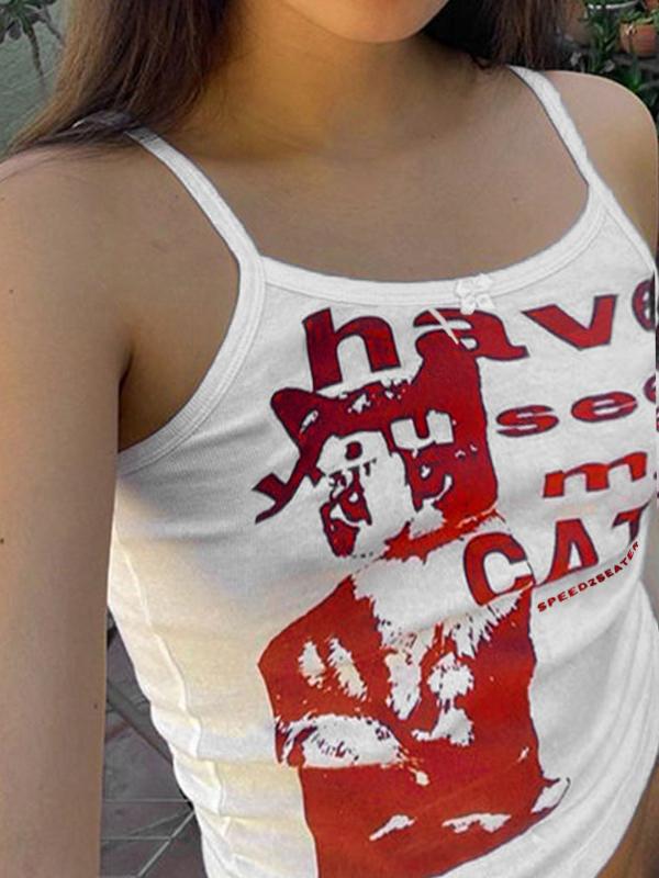 Letter Print Slim Fit Cami Top Product Image