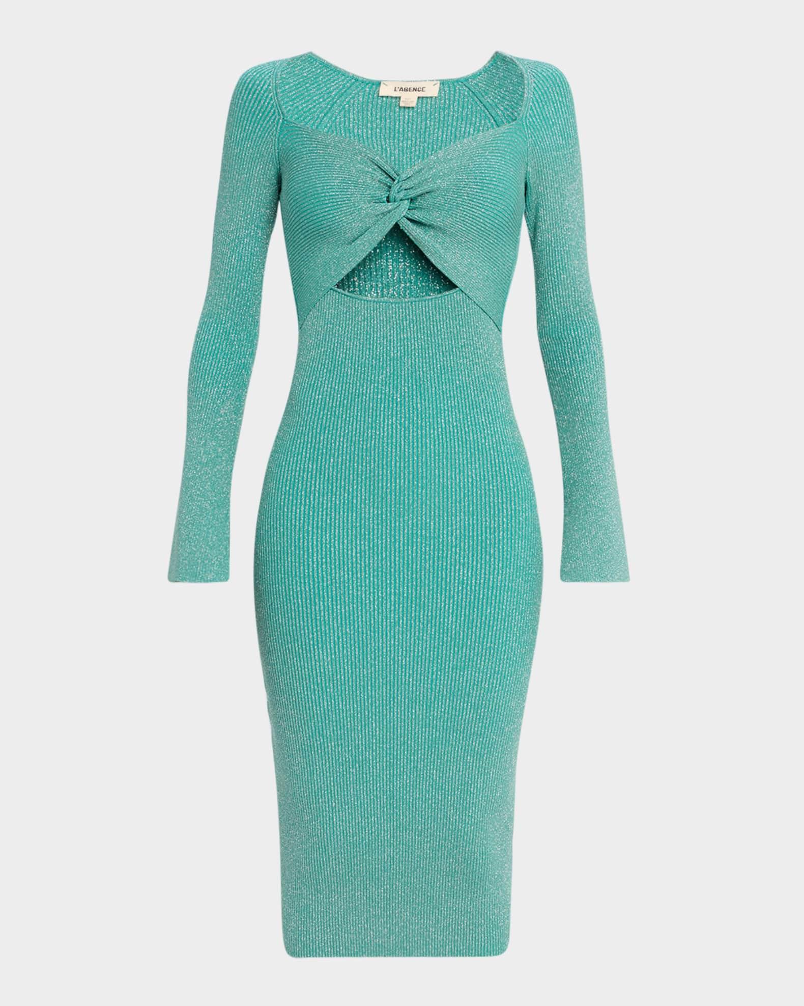 Boa Twisted-Front Metallic Knit Dress Product Image