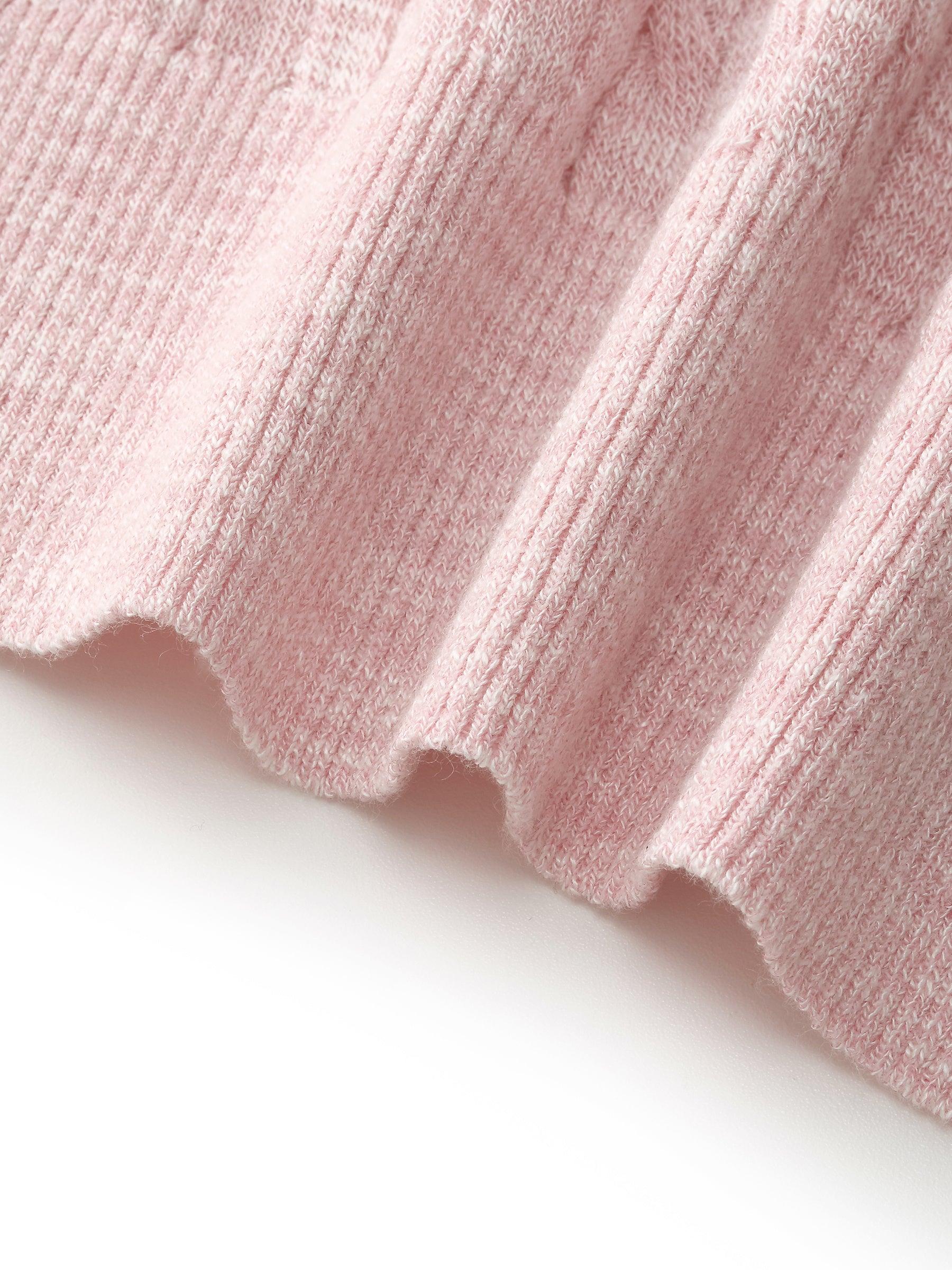 Round Neck Women Cable Knit T-Shirt Product Image