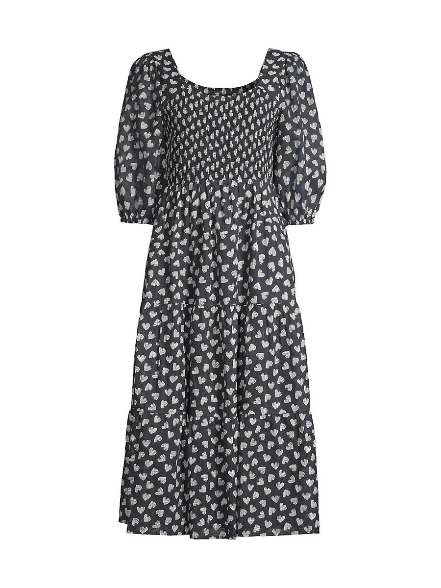 Womens Couple Of Hearts Cotton-Blend Midi-Dress Product Image