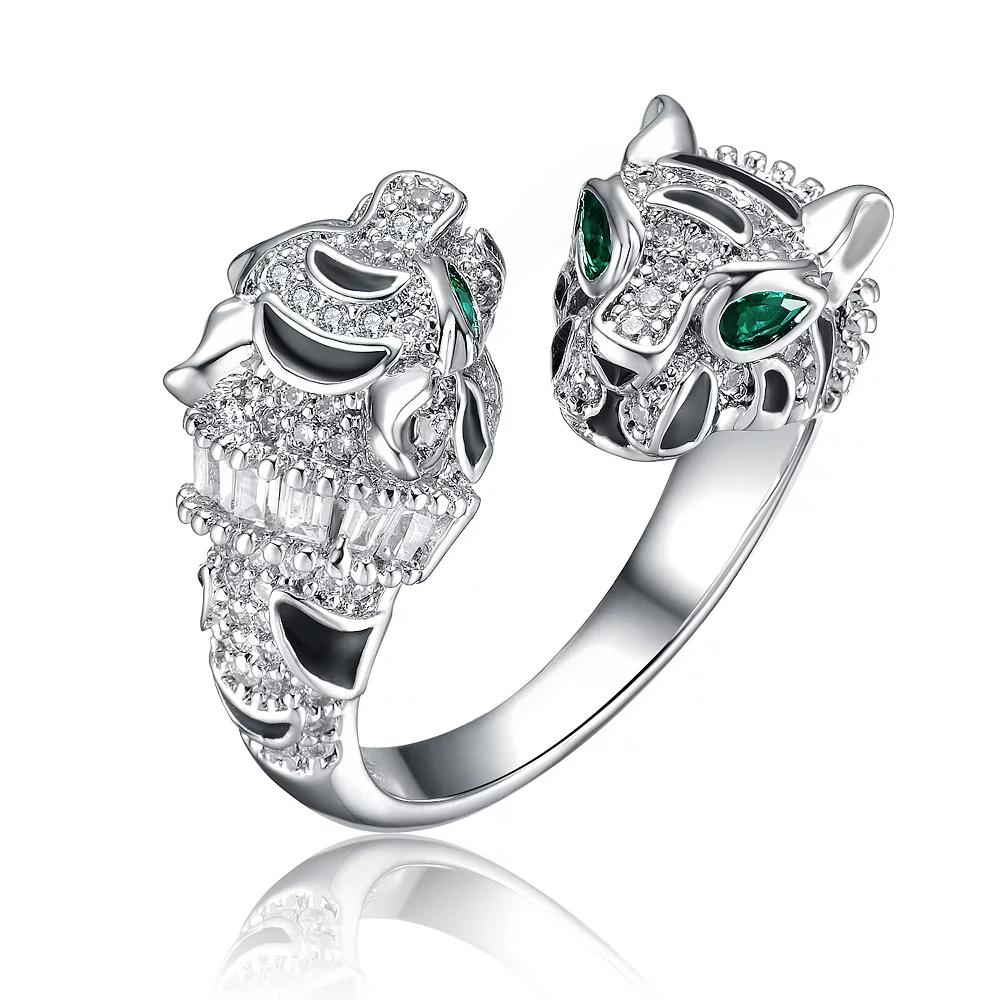 Rhodium Plated Panther Bypass Ring, Womens Silver Tone Product Image