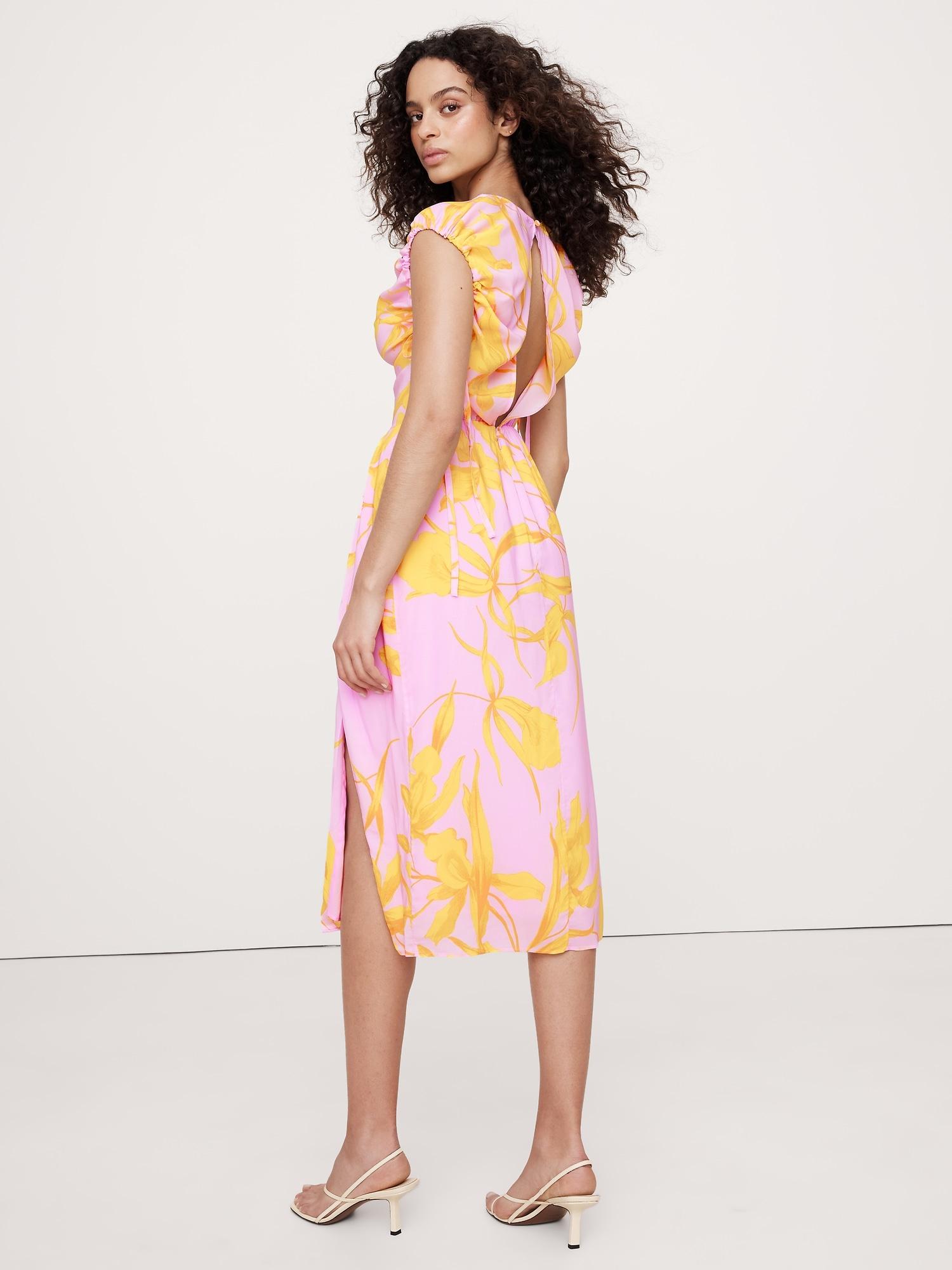 Stretch-Crepe Open-Back Midi Dress Product Image