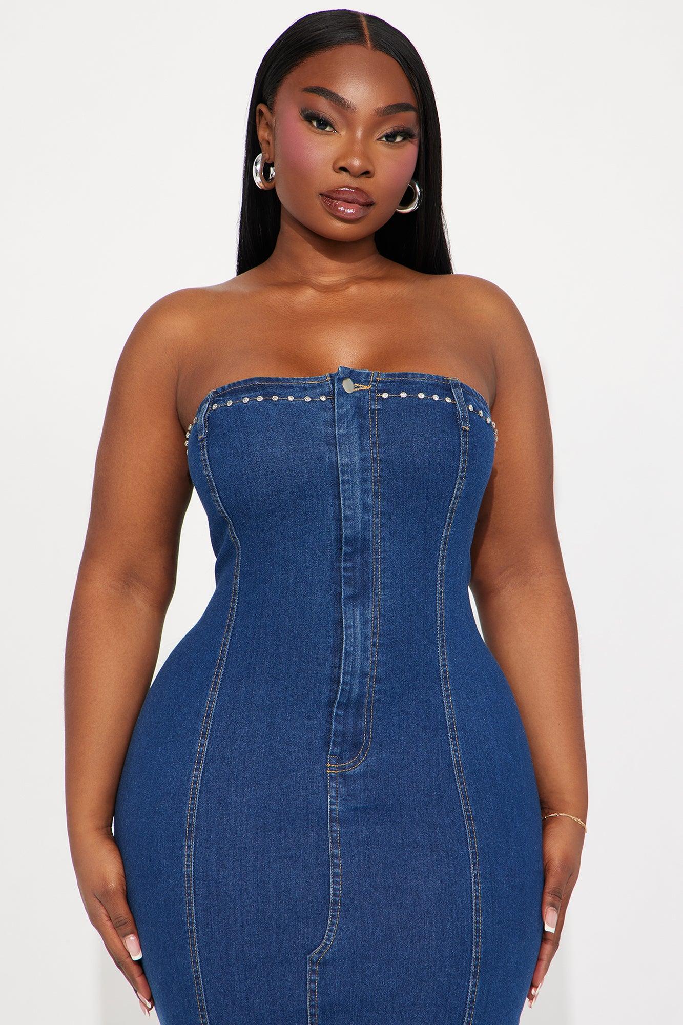 Kimmy Denim Mini Dress - Dark Wash Product Image