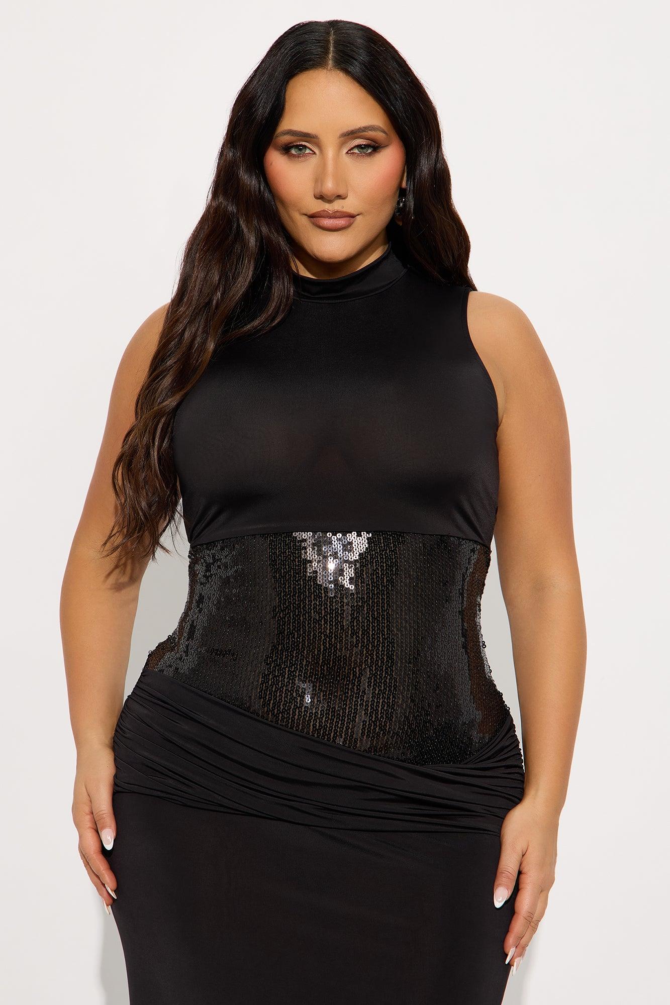 Super Fine Sequin Maxi Dress - Black Female Product Image