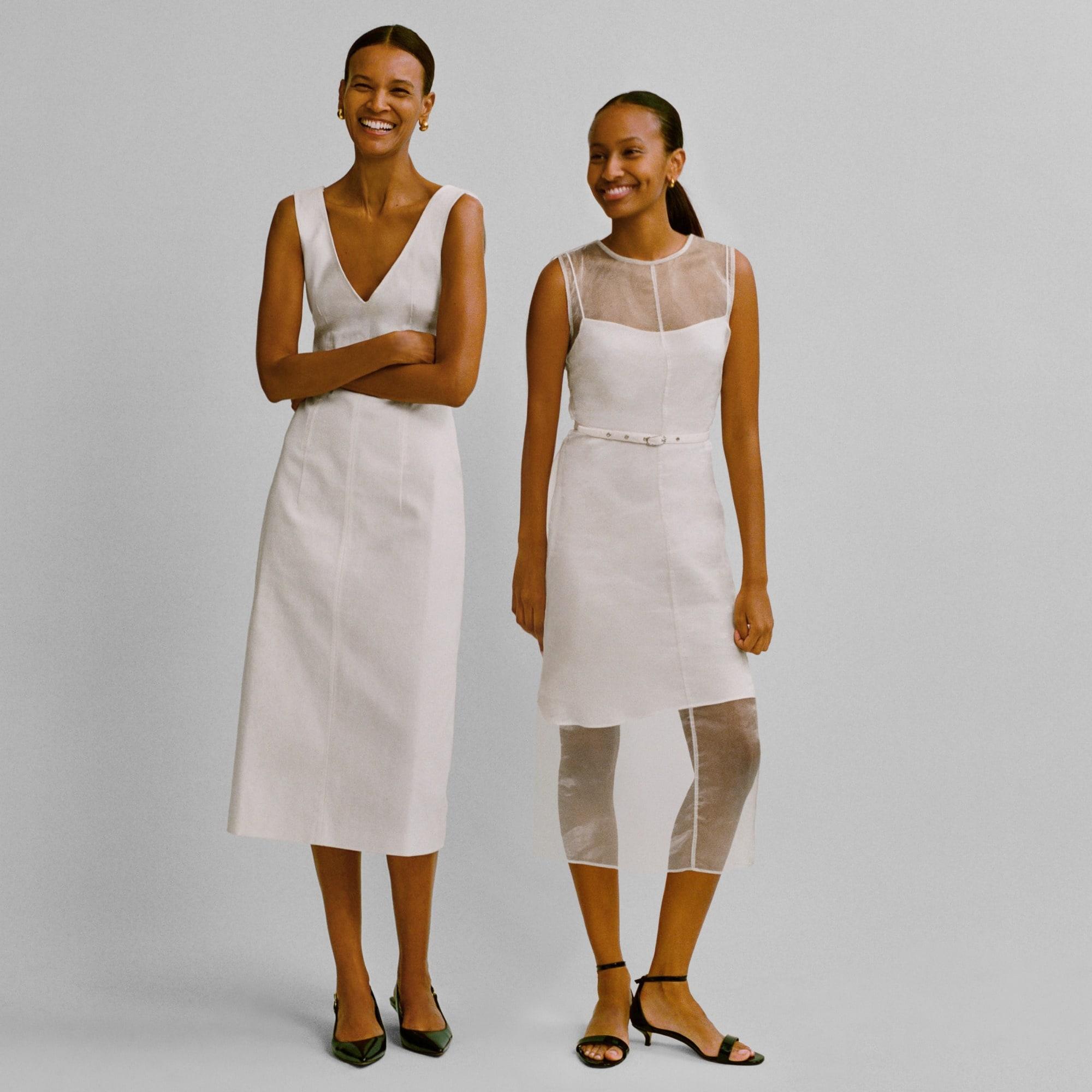 Corset midi dress in stretch twill Product Image