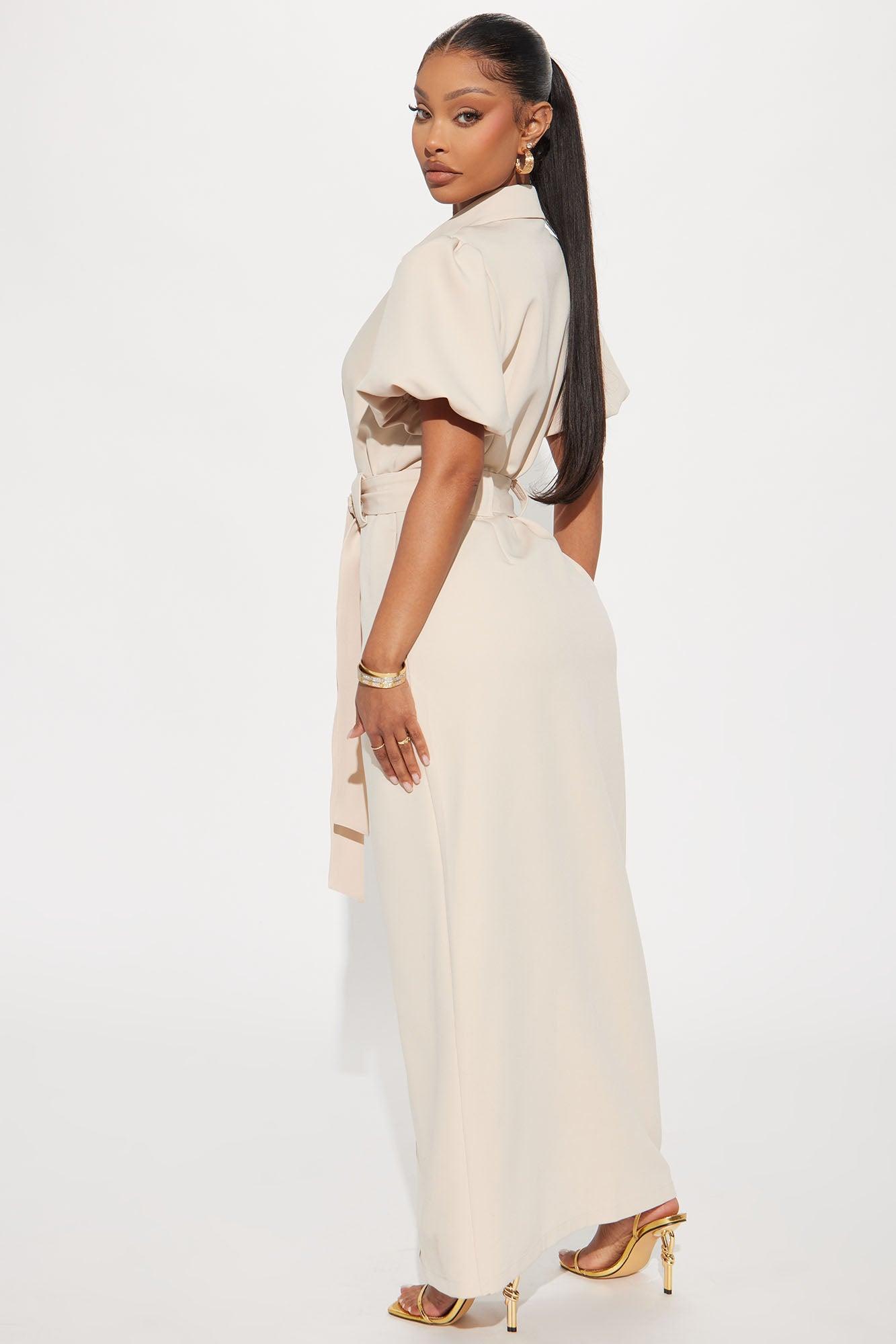 Keaton Shirt Maxi Dress - Beige Product Image