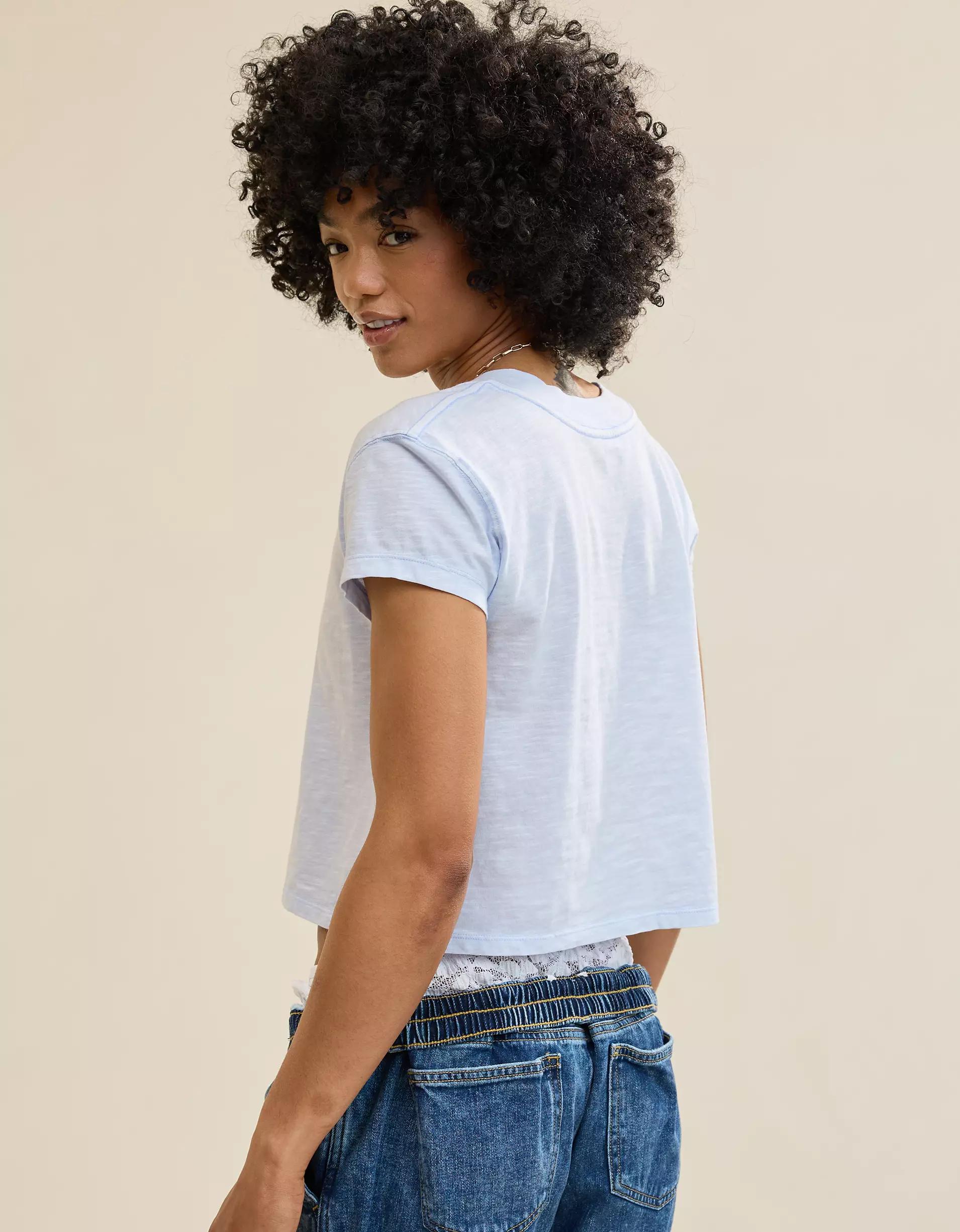 Aerie Cropped Extreme V-Neck T-Shirt Product Image