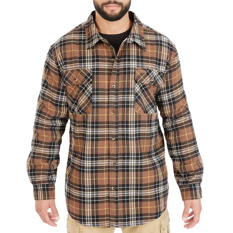 Men's Smith's Workwear Plaid Sherpa-Lined Cotton Flannel Shirt Jacket,  Product Image