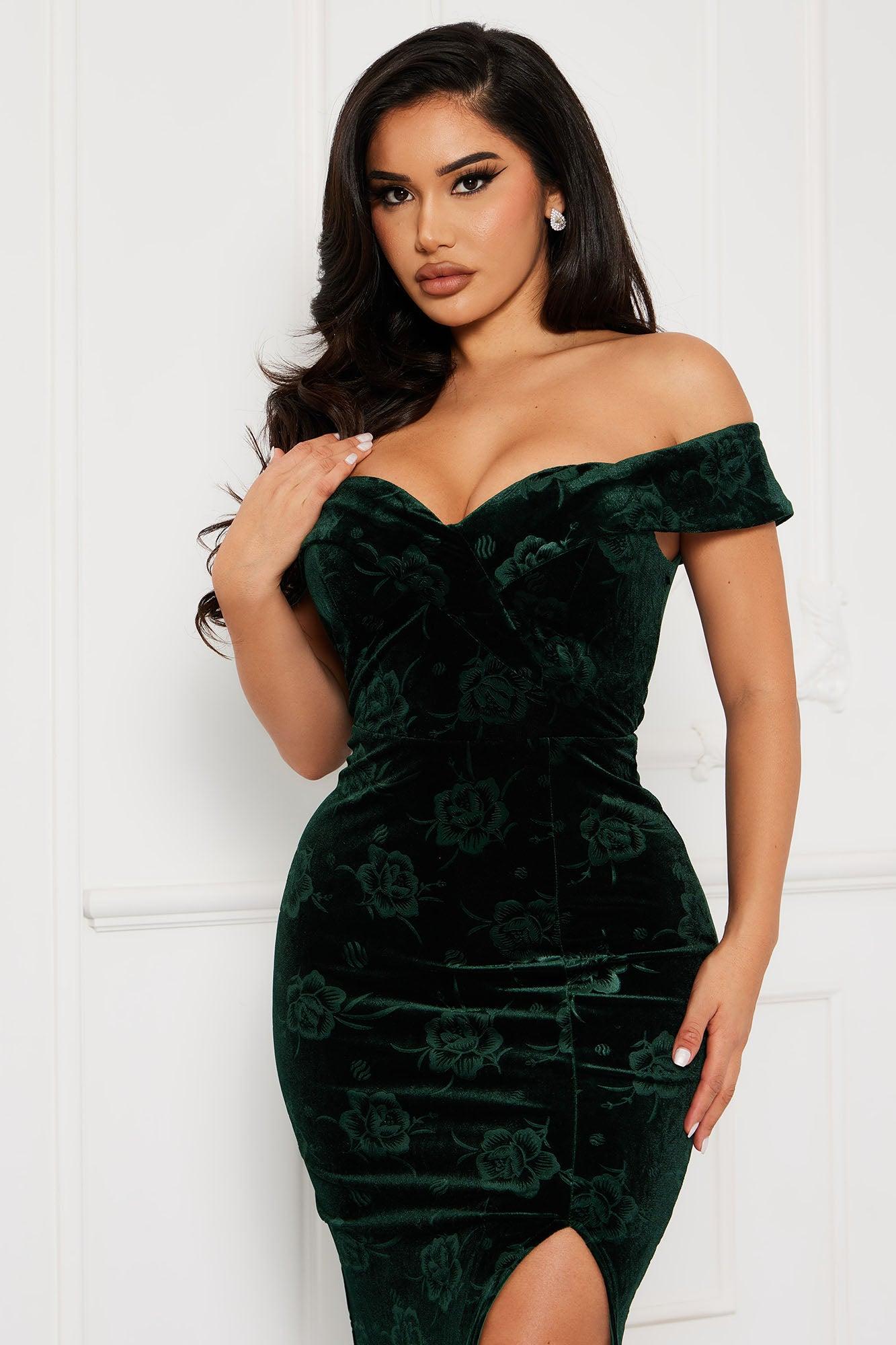Got You Velvet Maxi Dress - Hunter Product Image