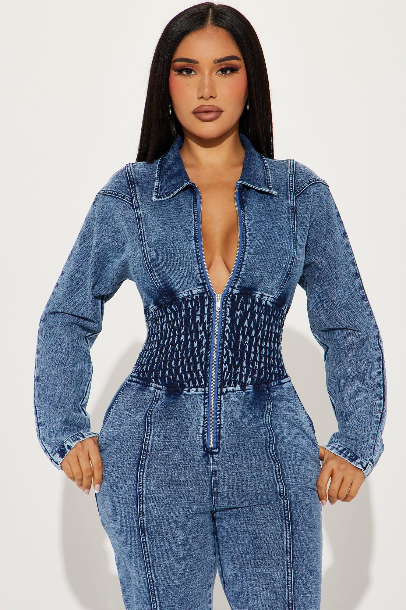Not Too Late Denim Jumpsuit - Medium Wash Product Image