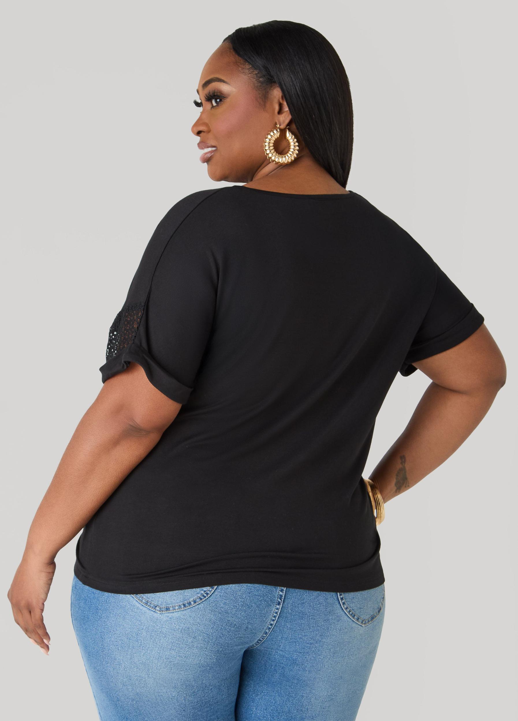 Crochet Paneled T Shirt Product Image