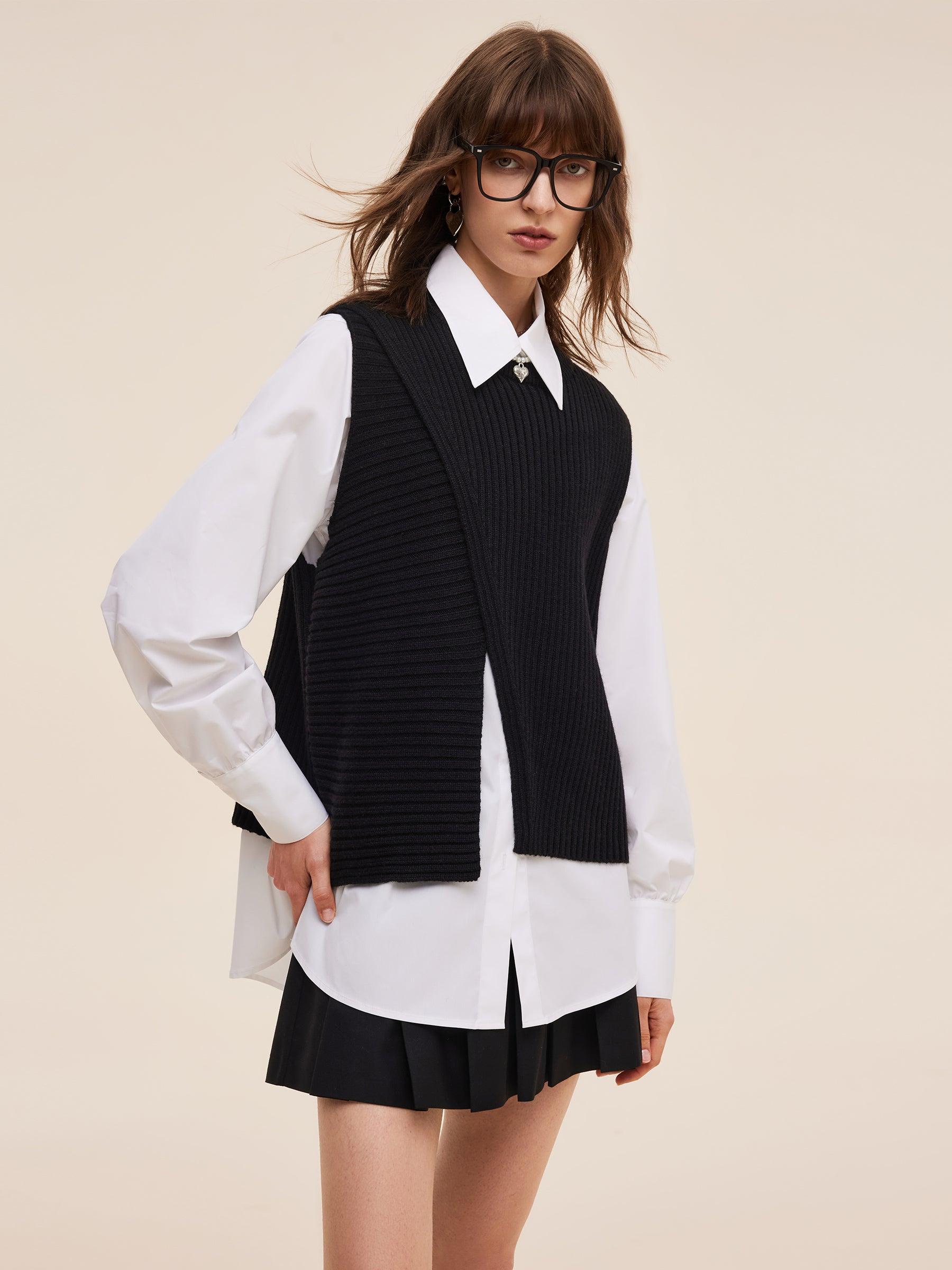 Knit Tank Top And Long Sleeve Shirt Two-Piece Set Product Image