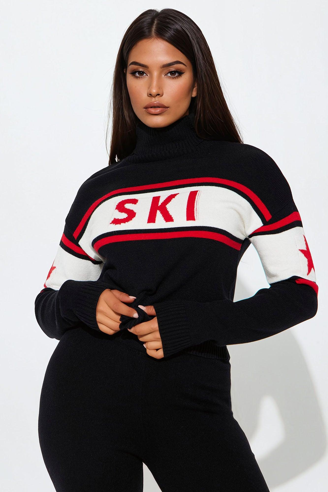 Ski Bunny Sweater Pant Set - Black Product Image