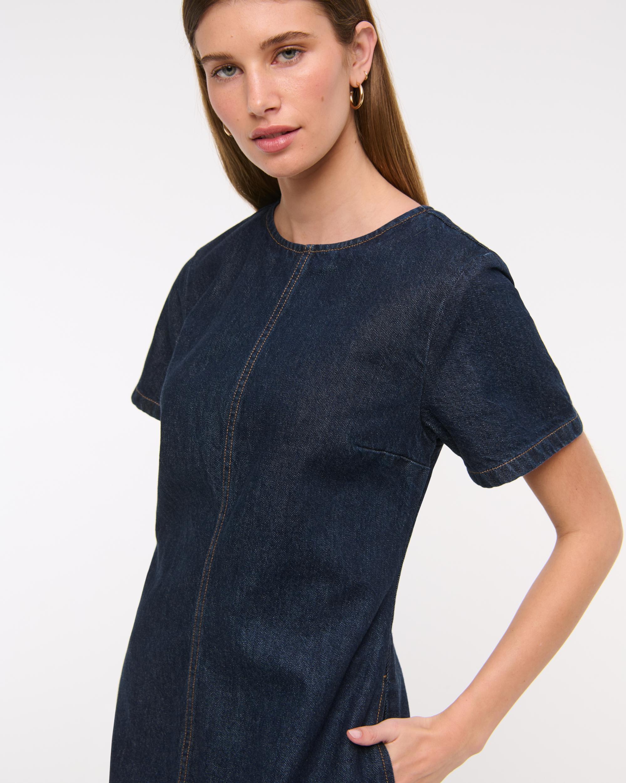 Denim Shift Mini Dress Product Image