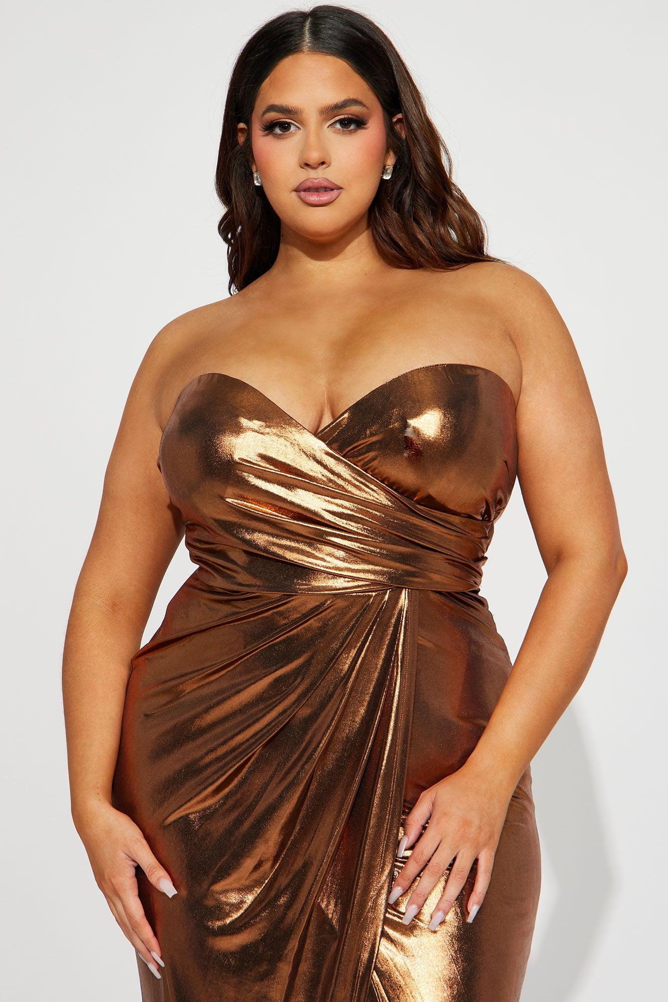 Sweet Heart Metallic Maxi Dress - Bronze Product Image