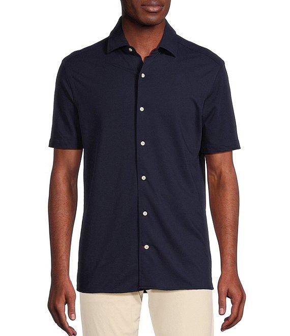 Cremieux Blue Label Solid Knit Oxford Short Sleeve Woven Shirt Product Image