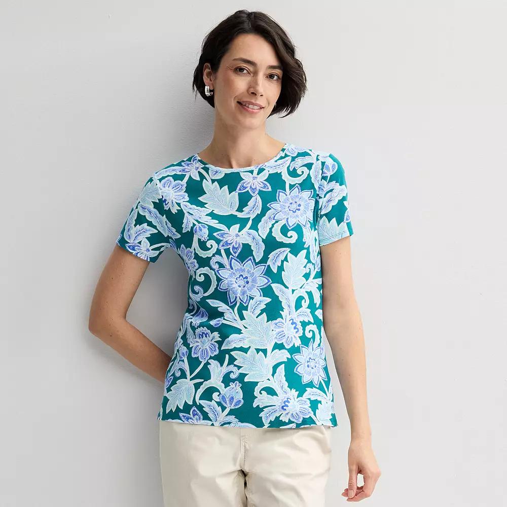 Petite Croft & Barrow® Essential Crewneck Tee, Women's,  Product Image