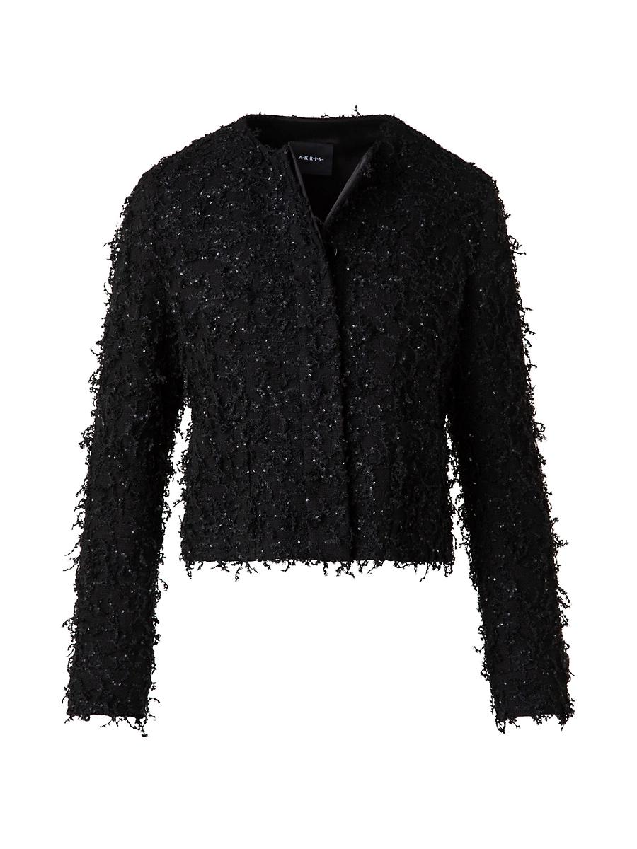 Womens Bea Embellished Boucl Crop Jacket Product Image