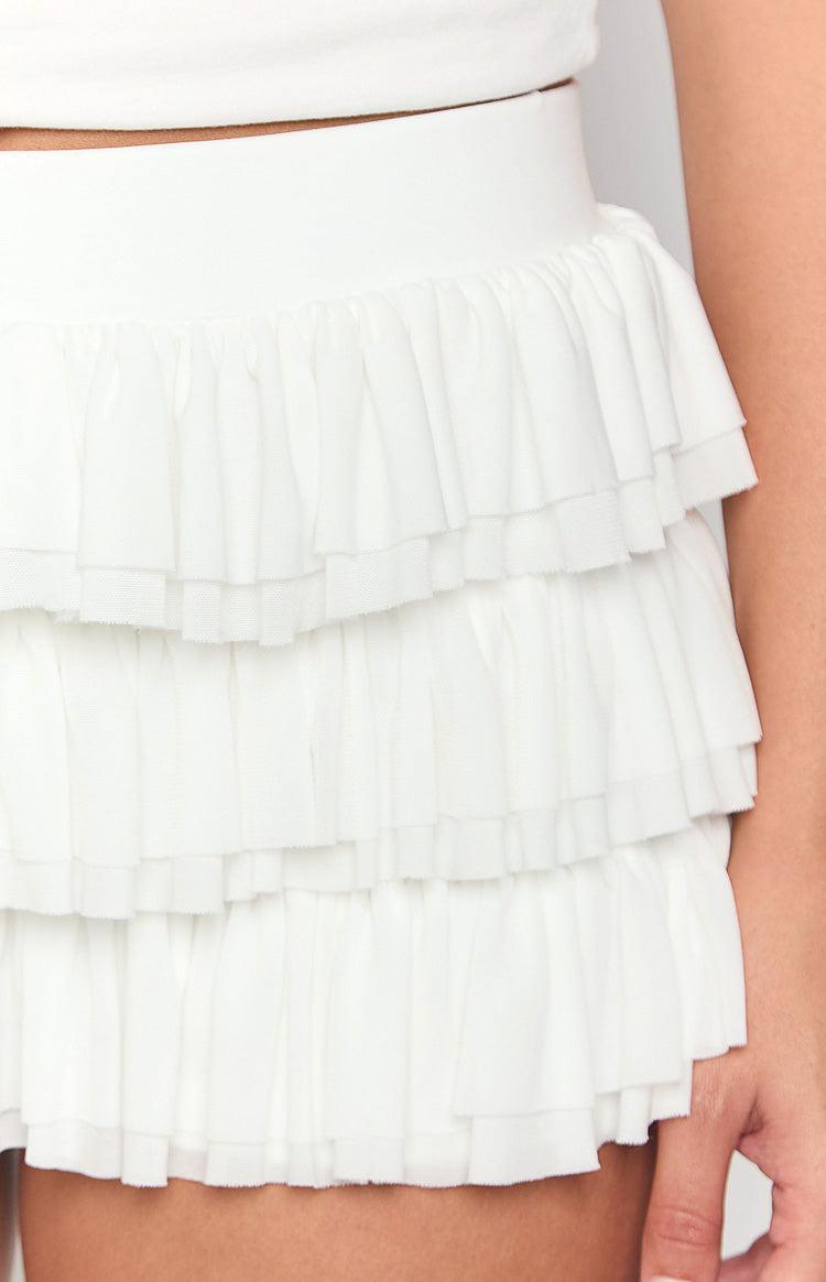 Belle White Ruffle Shorts Girls Product Image