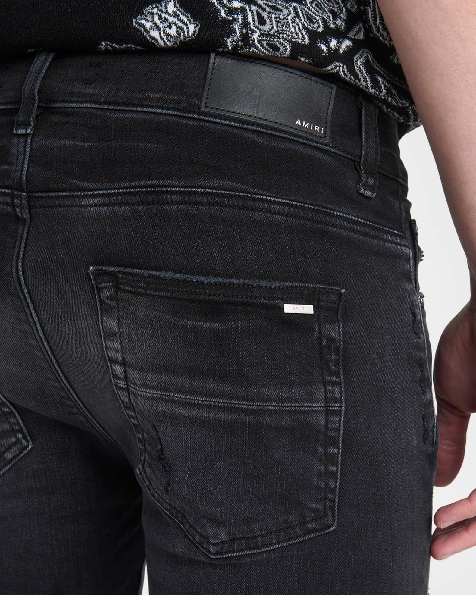 Mens Hollywood Appliqu Thrasher Repaired Skinny Jeans Product Image