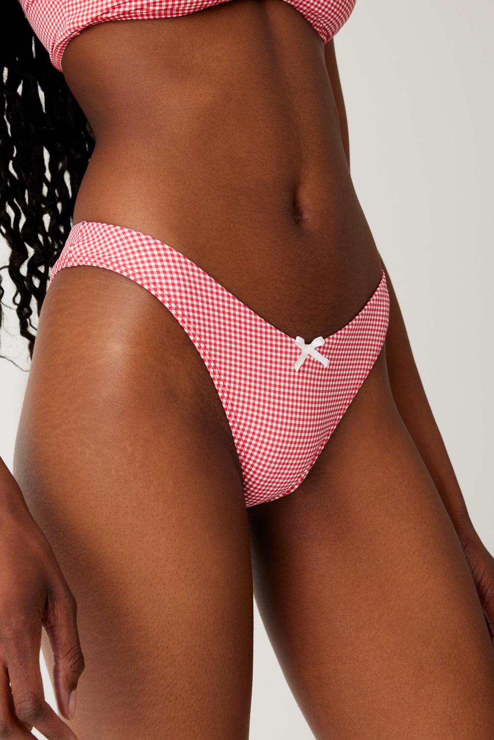 Enzo Cheeky Bikini Bottom - Ladybug Gingham Product Image