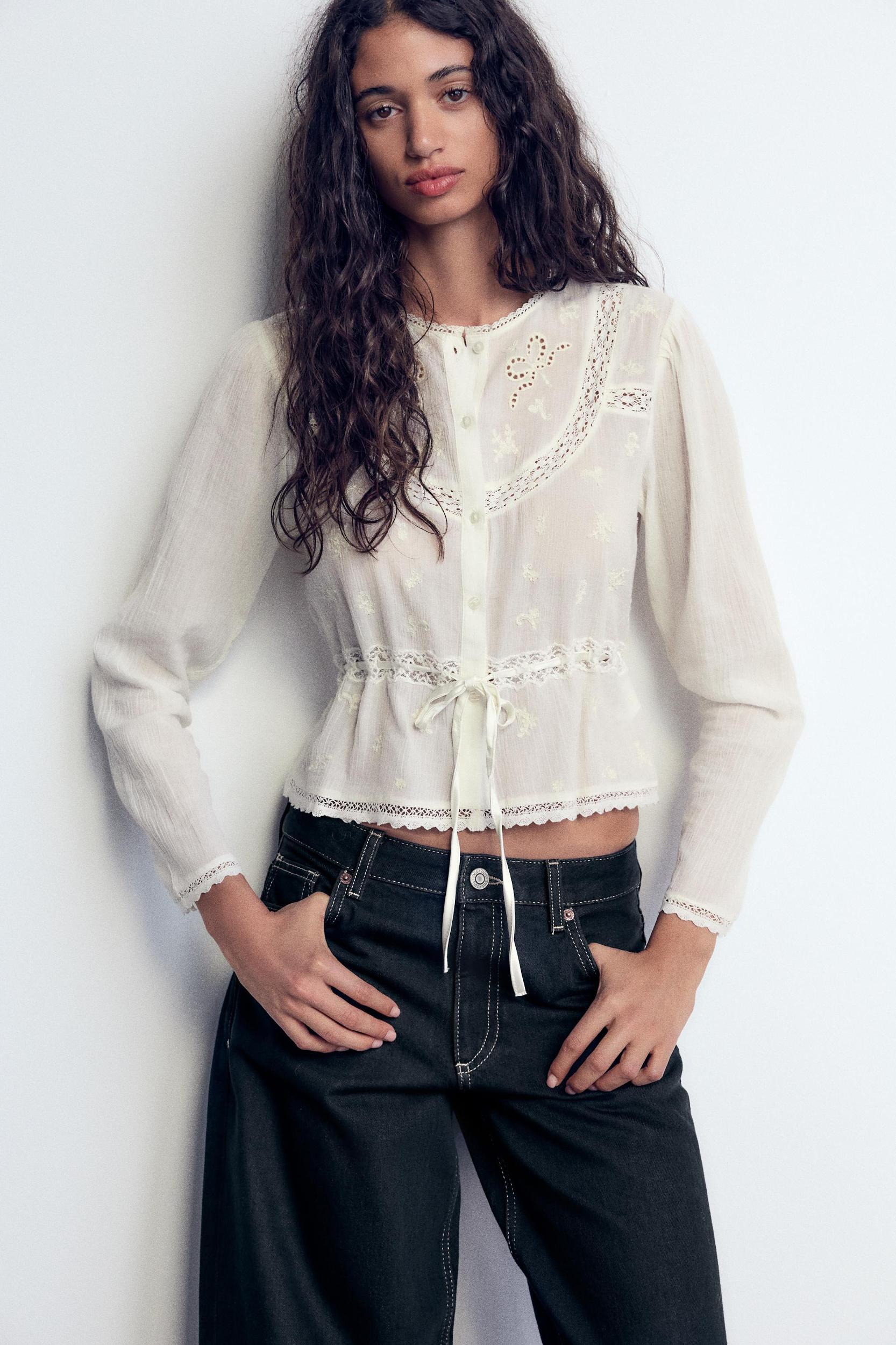EMBROIDERED CHIFFON SHIRT Product Image