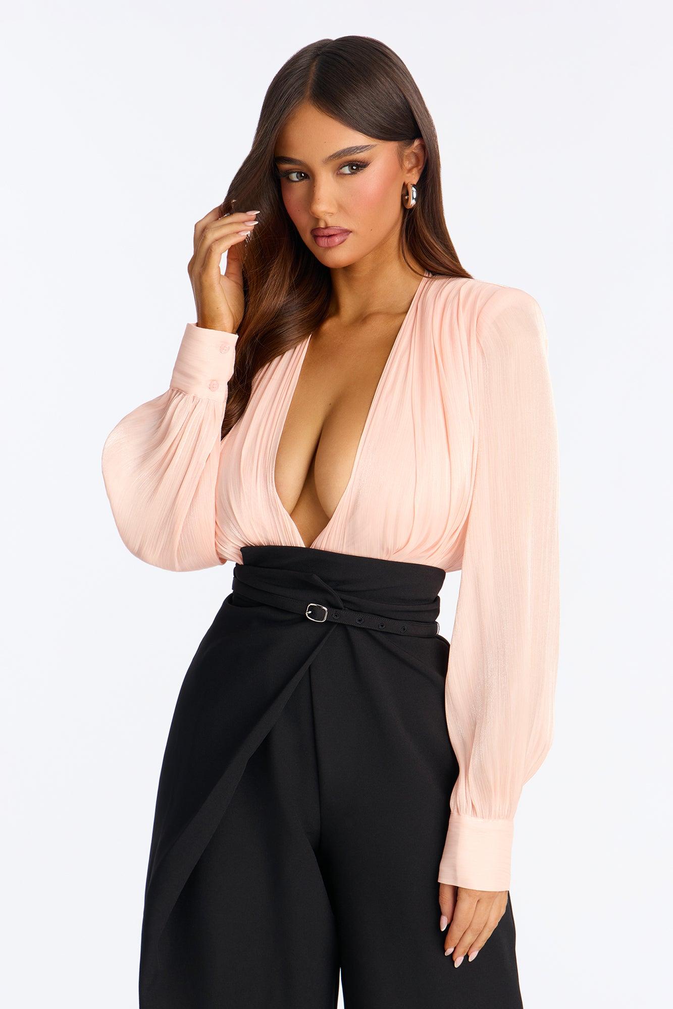 Lucinda Wide Leg Belted Jumpsuit - Peach Female Product Image