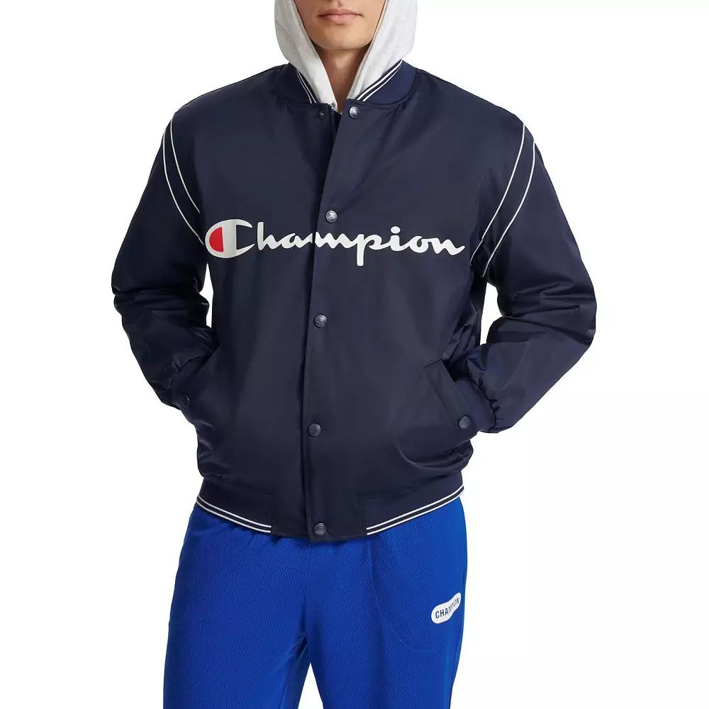 Men's Champion® Varsity Bomber, Size: Large, Blue The Web Product Image