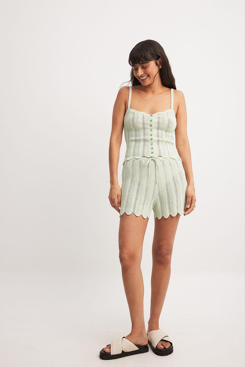 Knitted Swirl Pattern Shorts Product Image