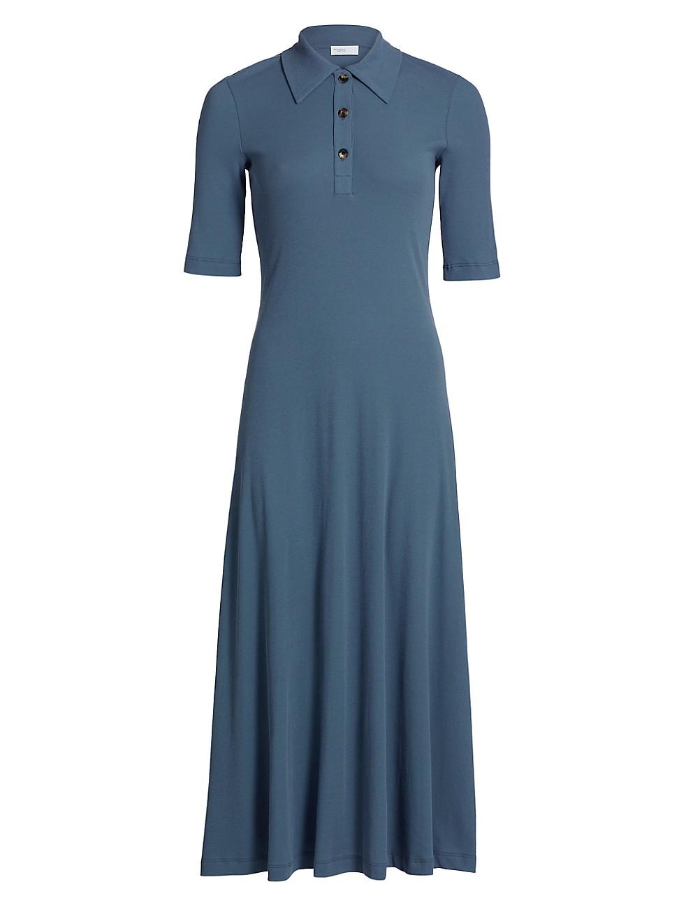Womens Ribbed Cotton Polo Maxi Dress Product Image
