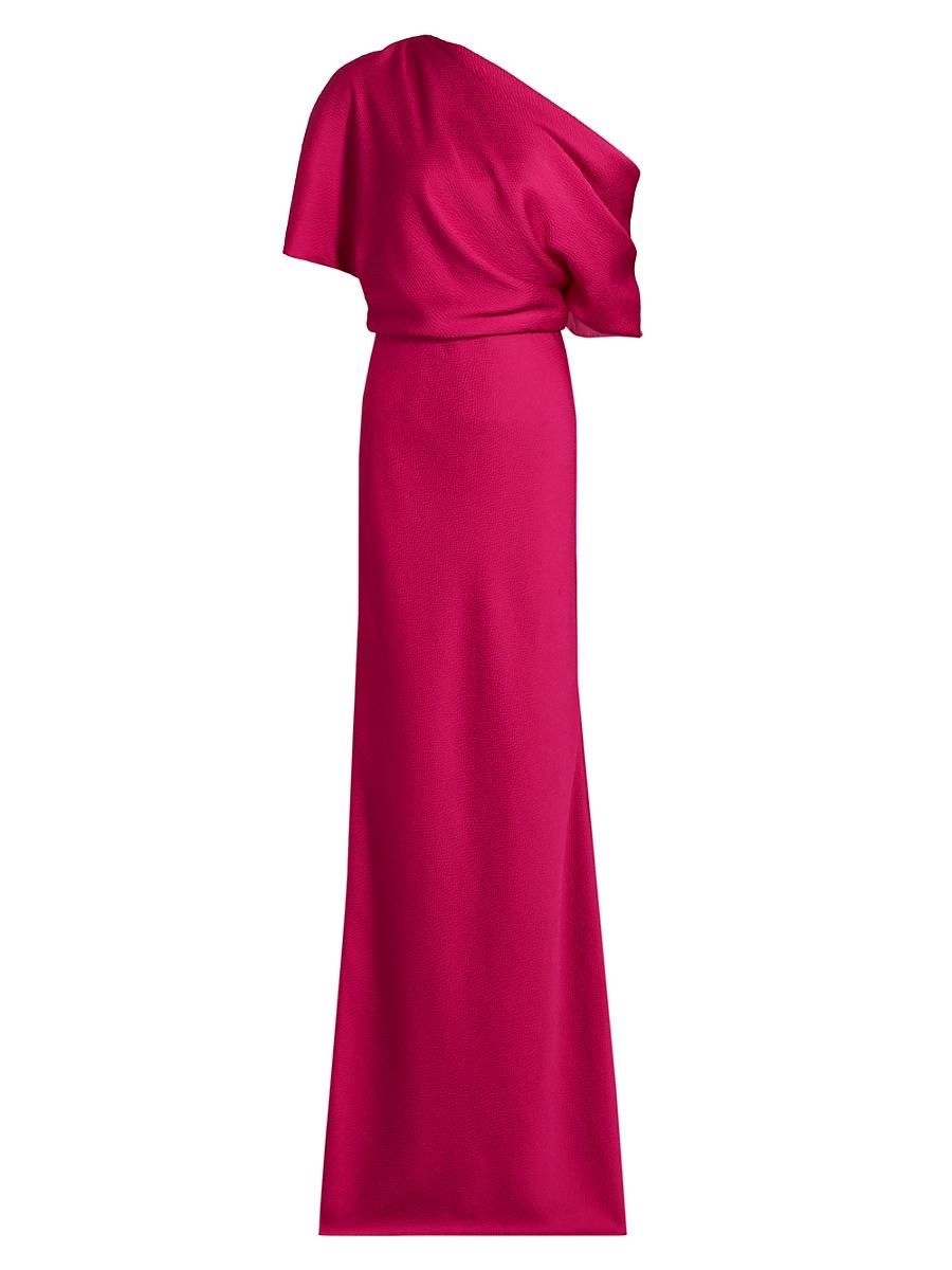Womens Satin Draped One-Shoulder Column Gown Product Image