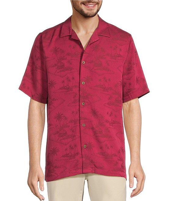 Caribbean Paradise Island Textured Short Sleeve Woven Camp Shirt Product Image