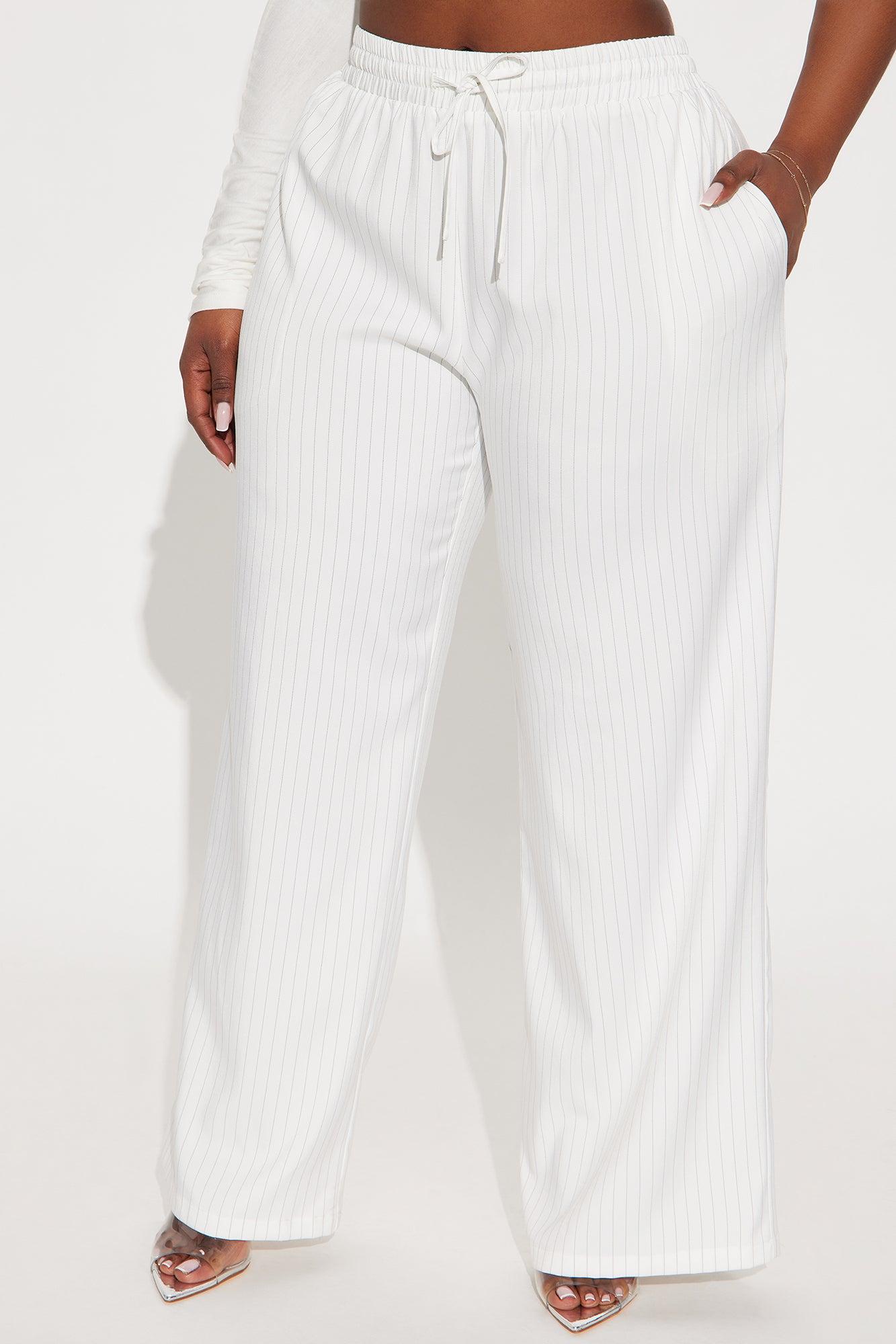 Estrada Pinstripe Trouser Pant - Ivory Product Image