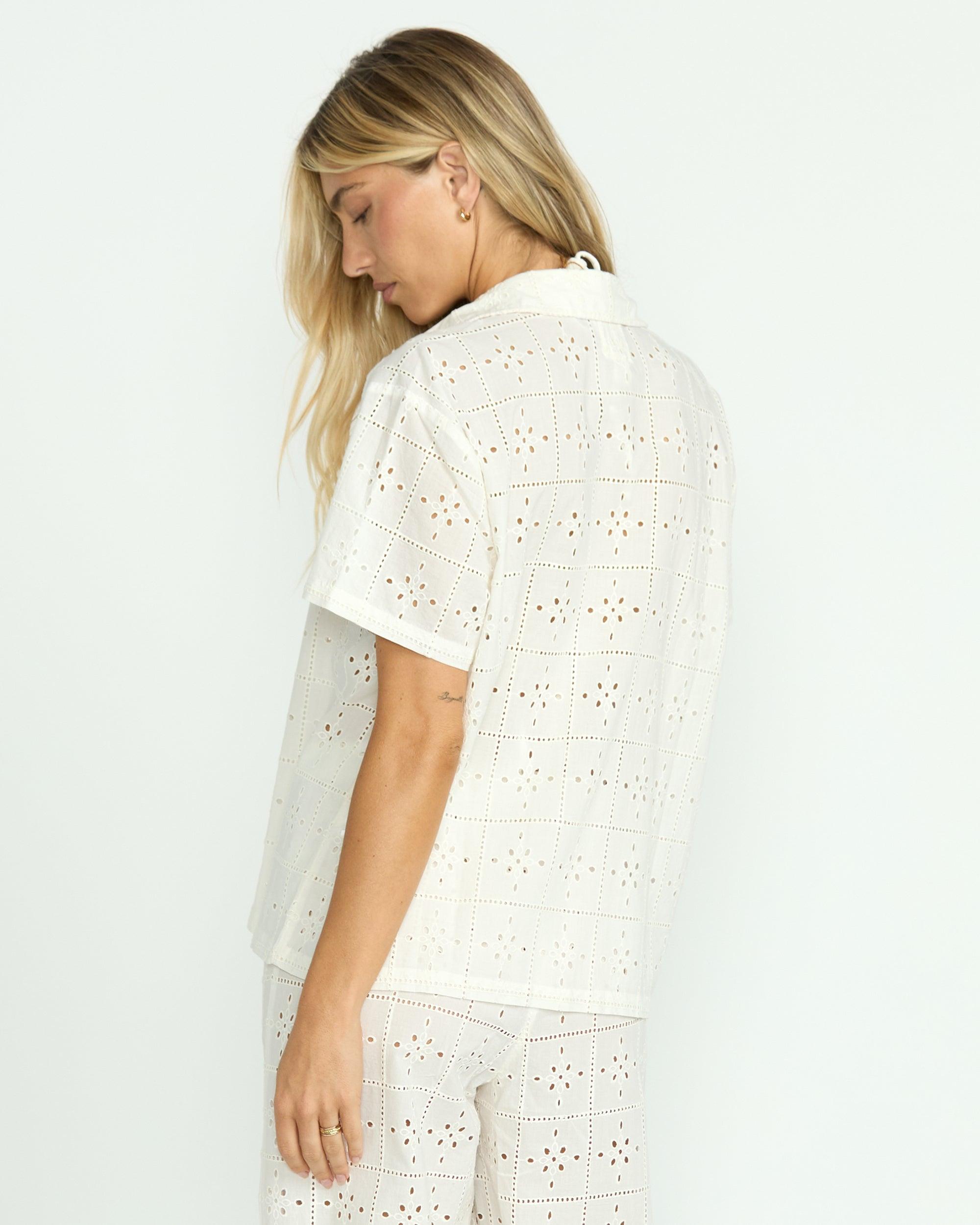 Eyelet Crush Beach Coverup Top - Salt Crystal Female Product Image