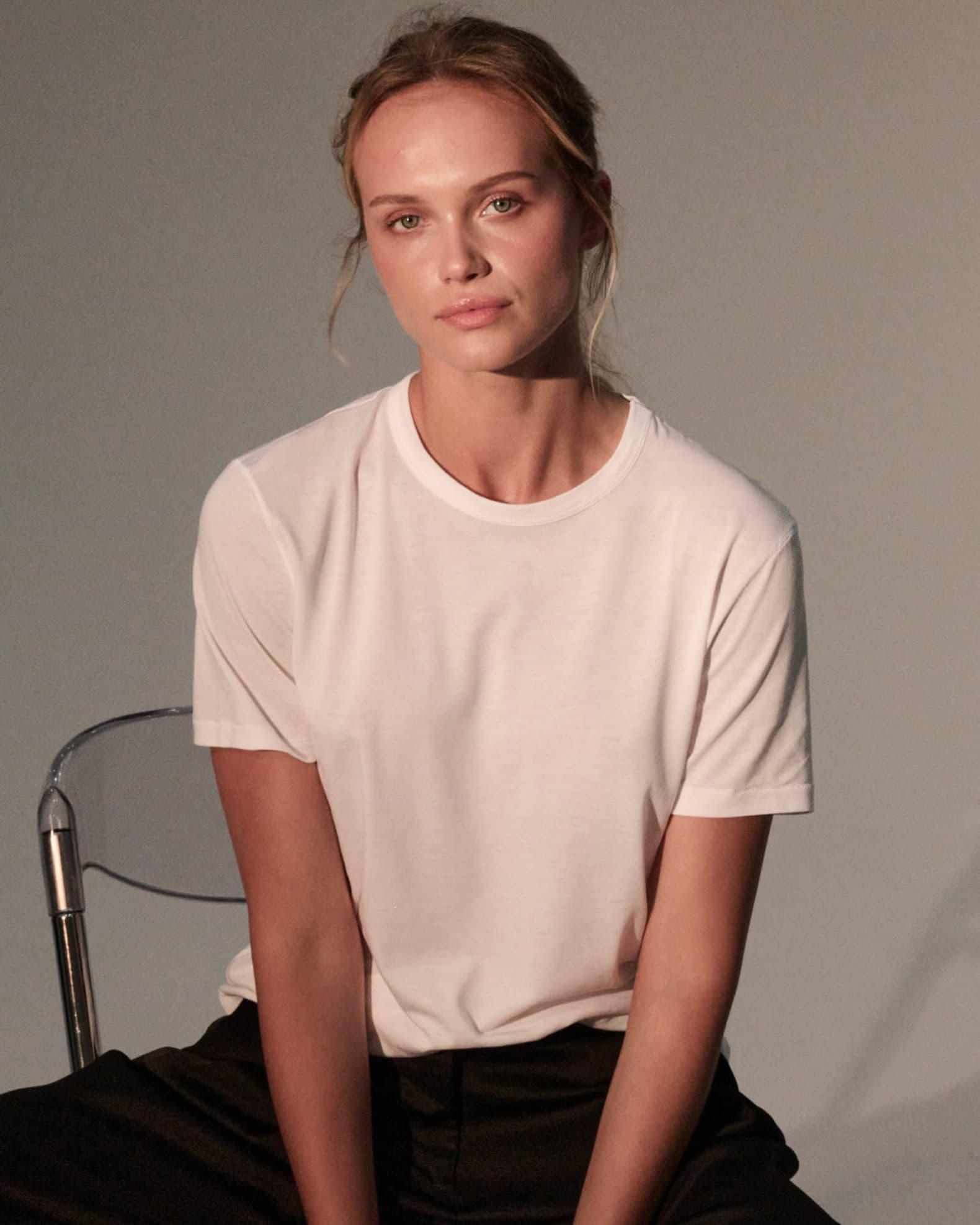 Lyocell Cotton Semi-Relaxed Short-Sleeve Crewneck tee Product Image