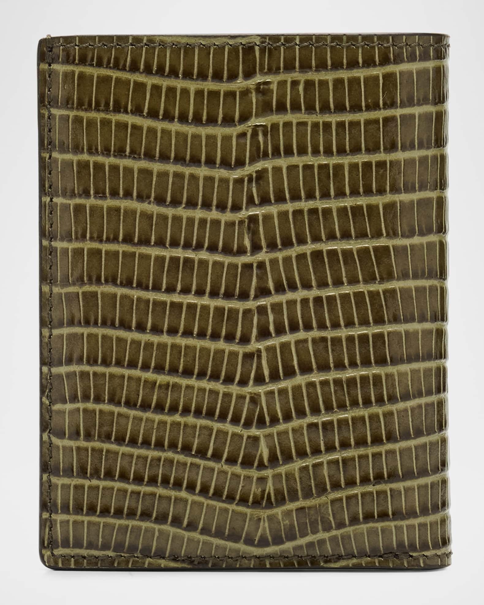 Men's T Line Printed Leather Bifold Card Holder Product Image