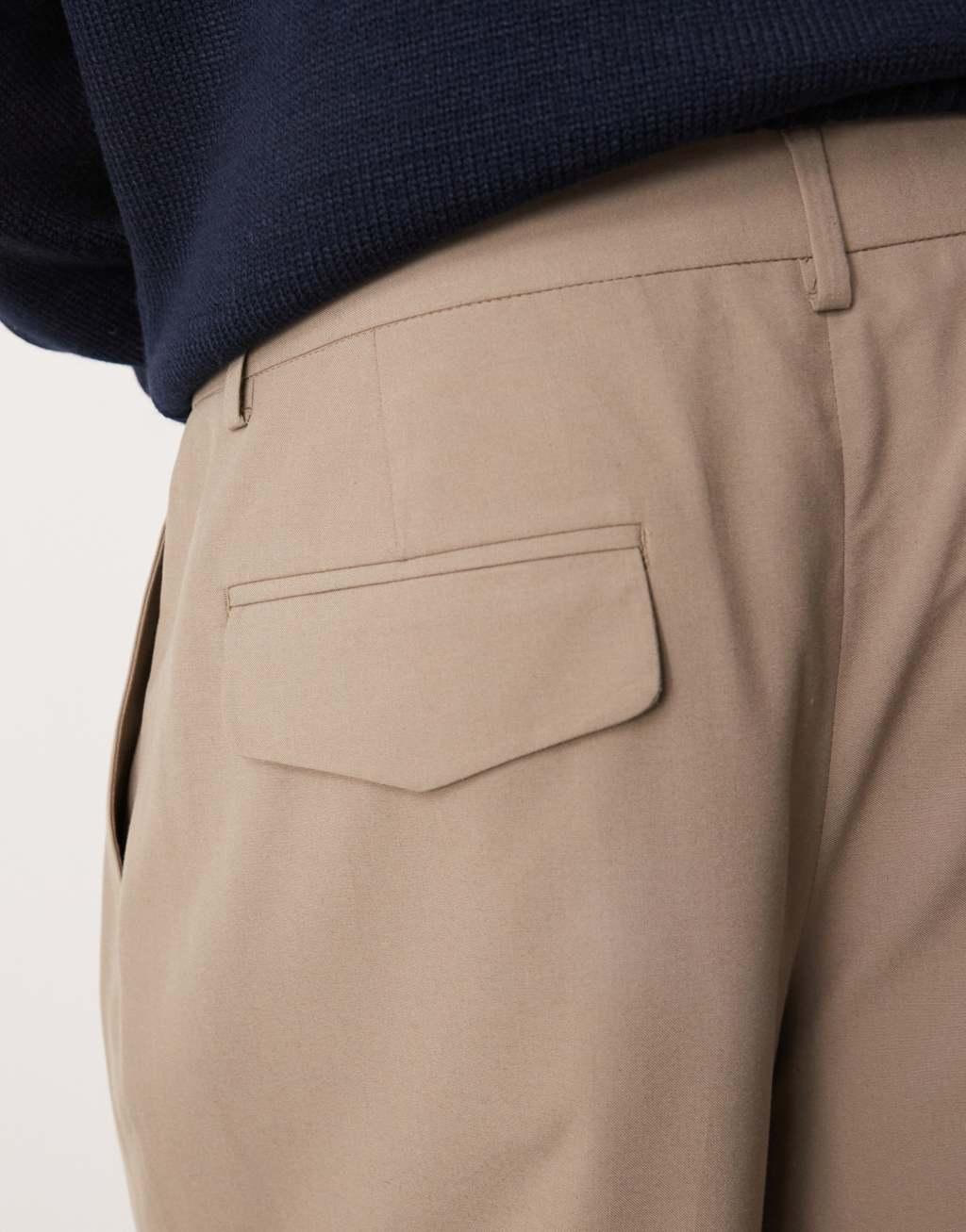 ASOS DESIGN smart wide leg pants with deep pleat in stone Product Image