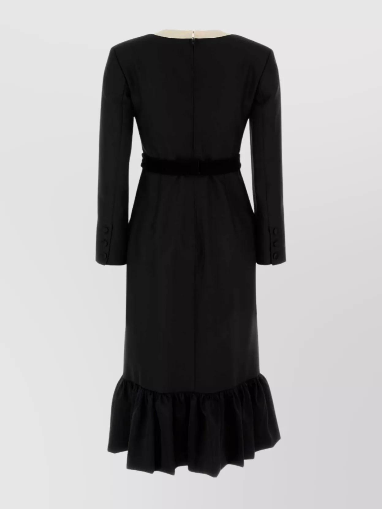 VALENTINO Virgin Wool Midi Dress With Bows In Black Product Image