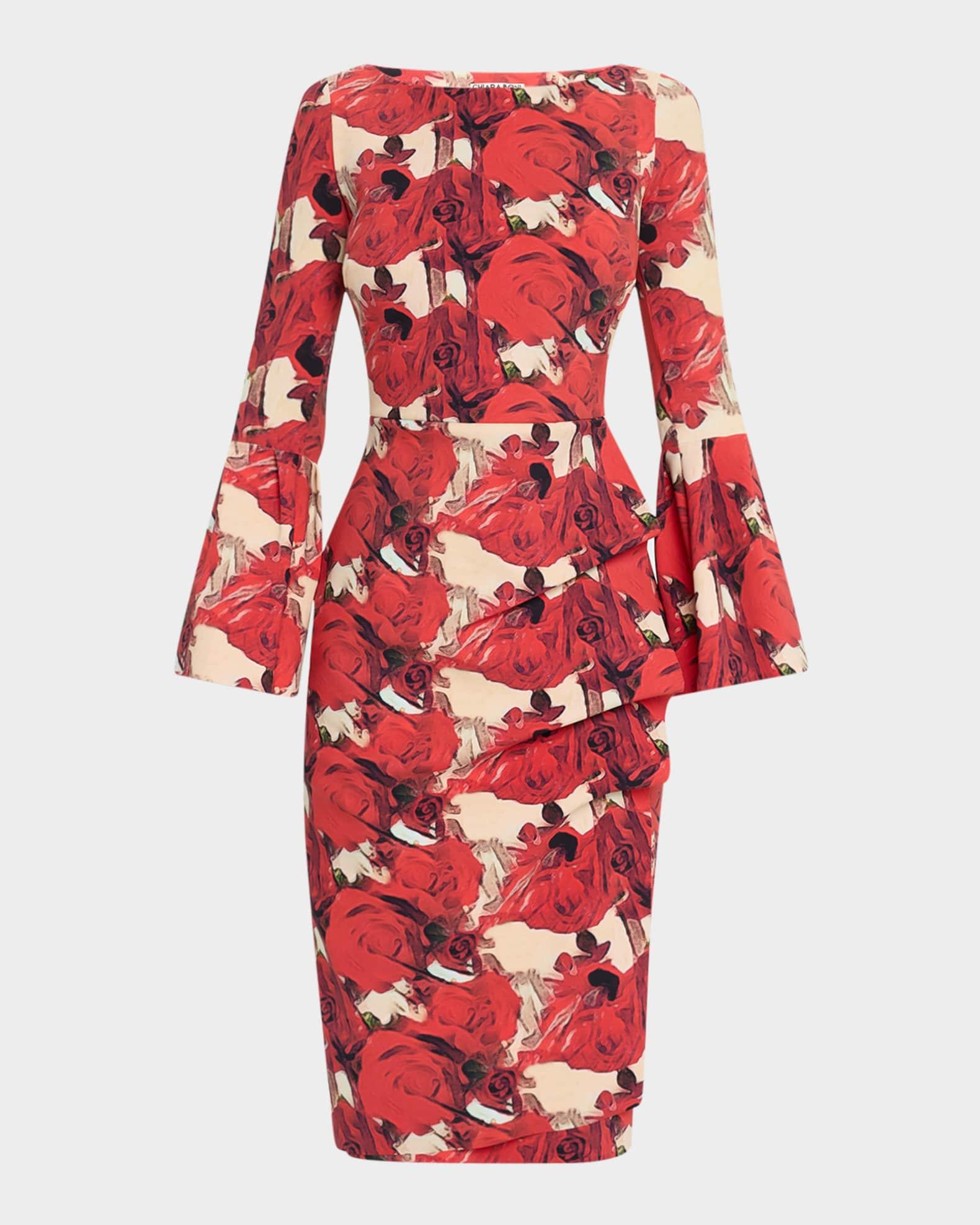 Ruched Floral-Print Bodycon Dress Product Image