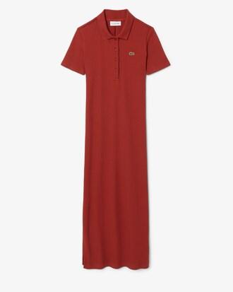 Long Ribbed Cotton Polo Dress Product Image