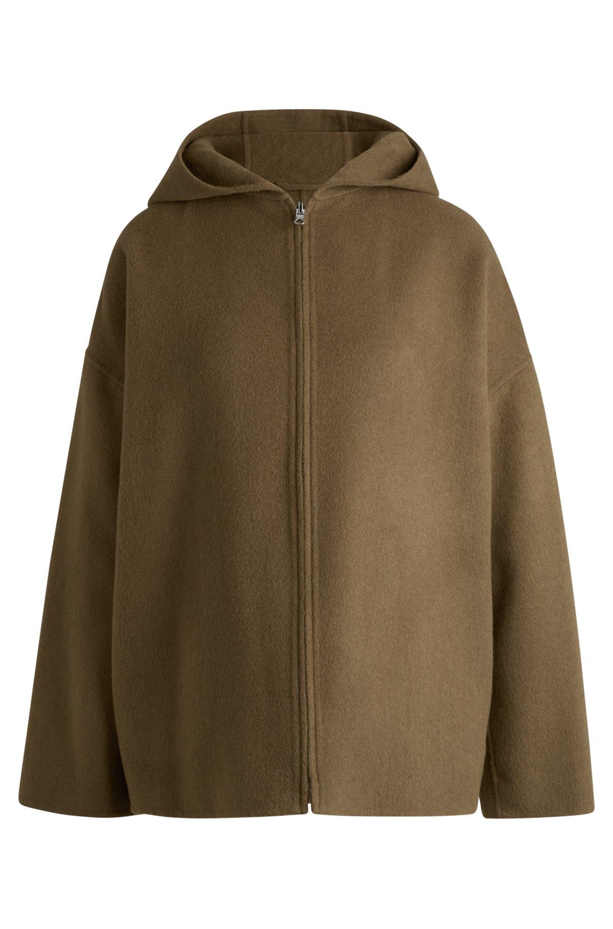 Hooded coat in double-faced wool Product Image