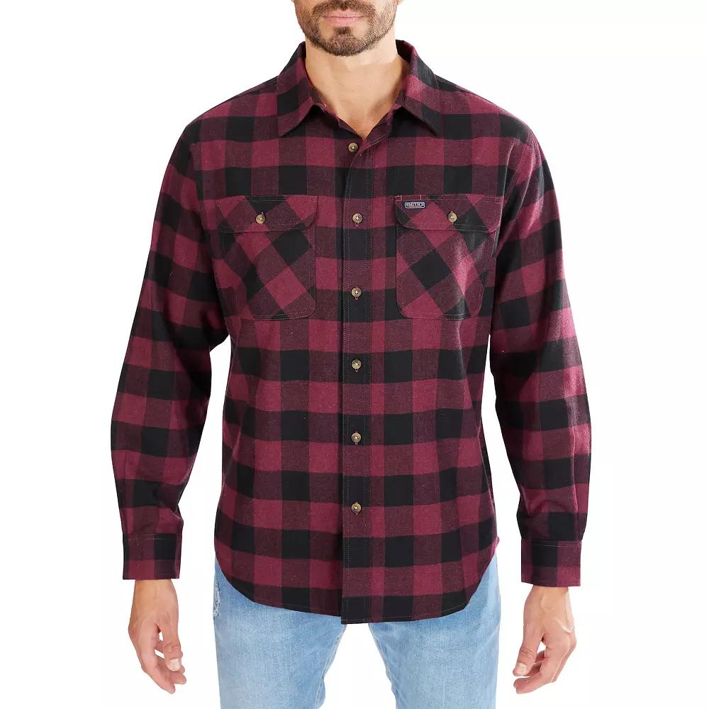 Men's Smith's Workwear Regular-Fit Buffalo Plaid Two-Pocket Flannel Button-Down Shirt,  Product Image