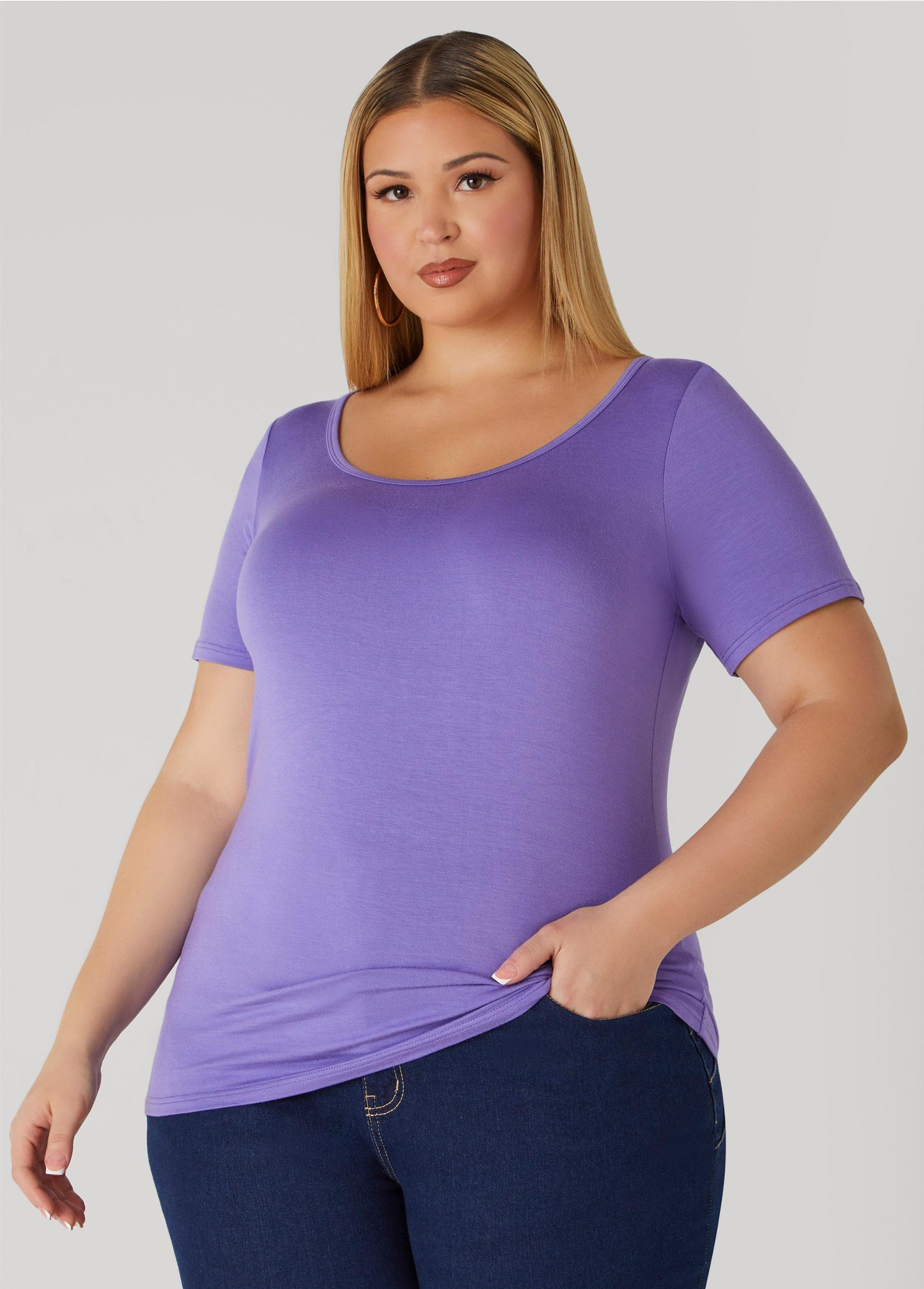 Plus Size Basic Scoop Neck Tee Ashley Stewart Product Image