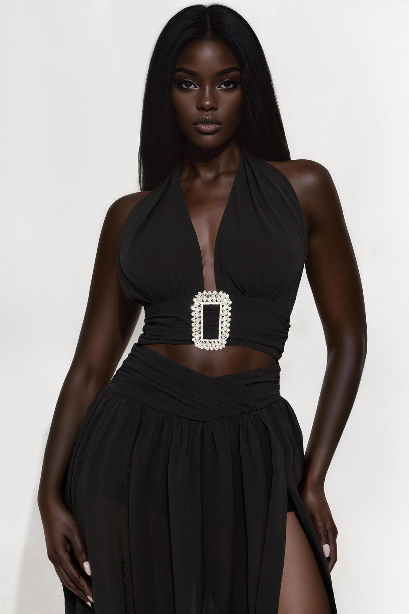 Always Winning Halter Maxi Dress - Black Female Product Image