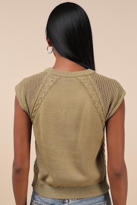 Easygoing Coziness Olive Green Short Sleeve Sweater Product Image