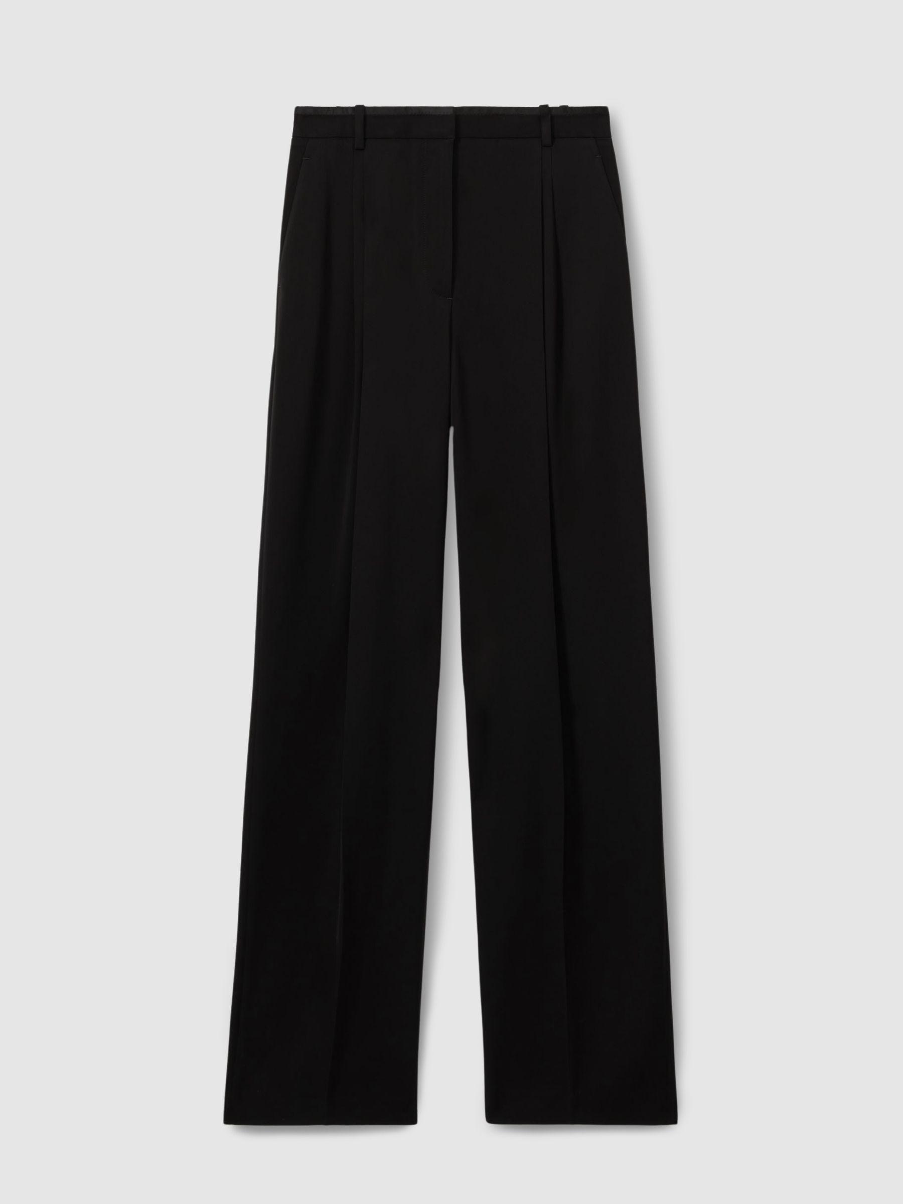 Double Pleat Wide Leg Tux Trousers in Black Product Image
