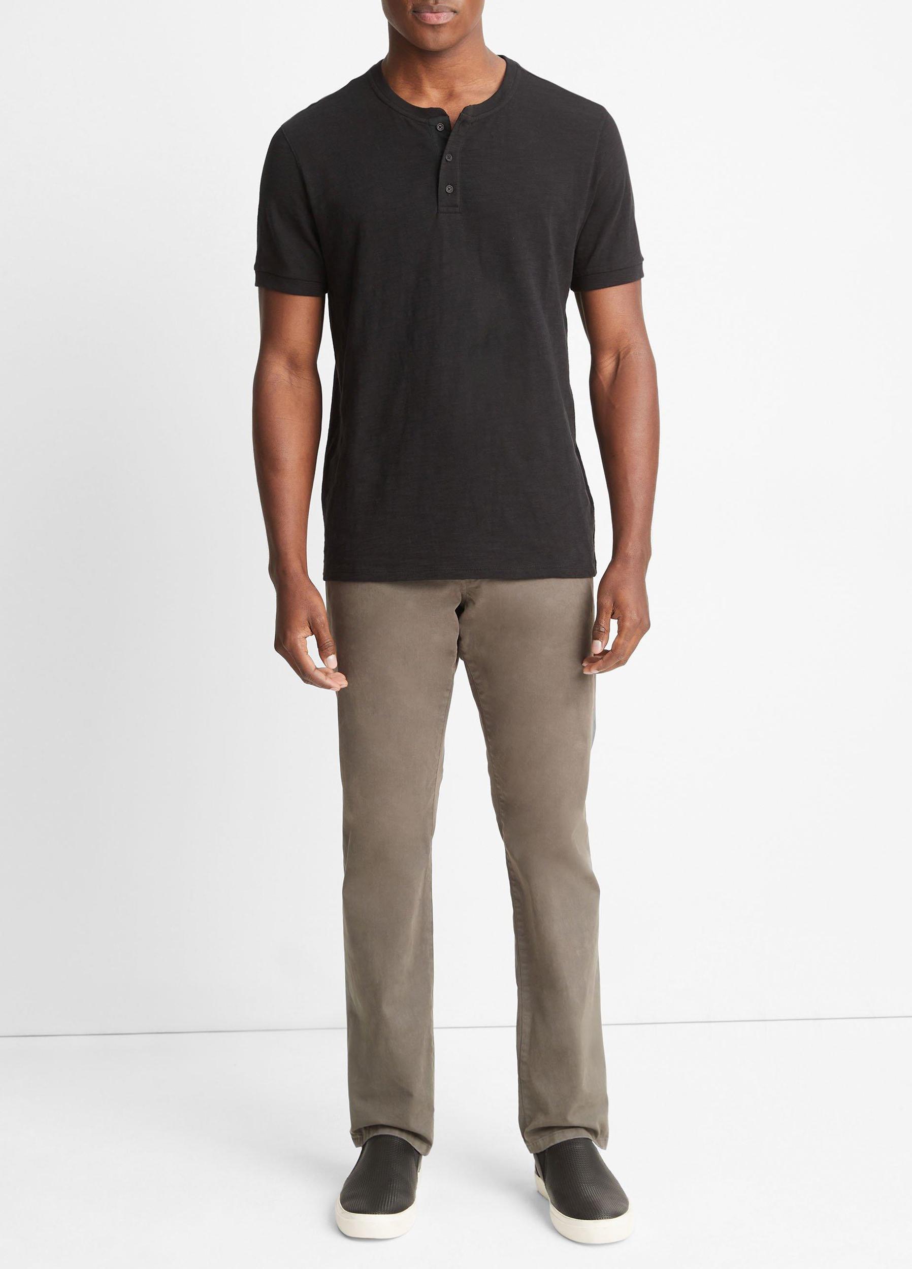 Slub Cotton Short Sleeve Henley Product Image