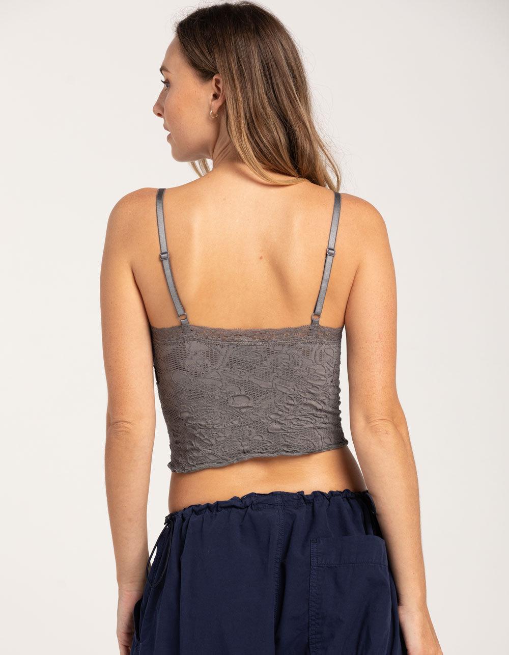 BDG Urban Outfitters Seamless Contrast Cross Womens Lace Cami - CHARCOAL Product Image